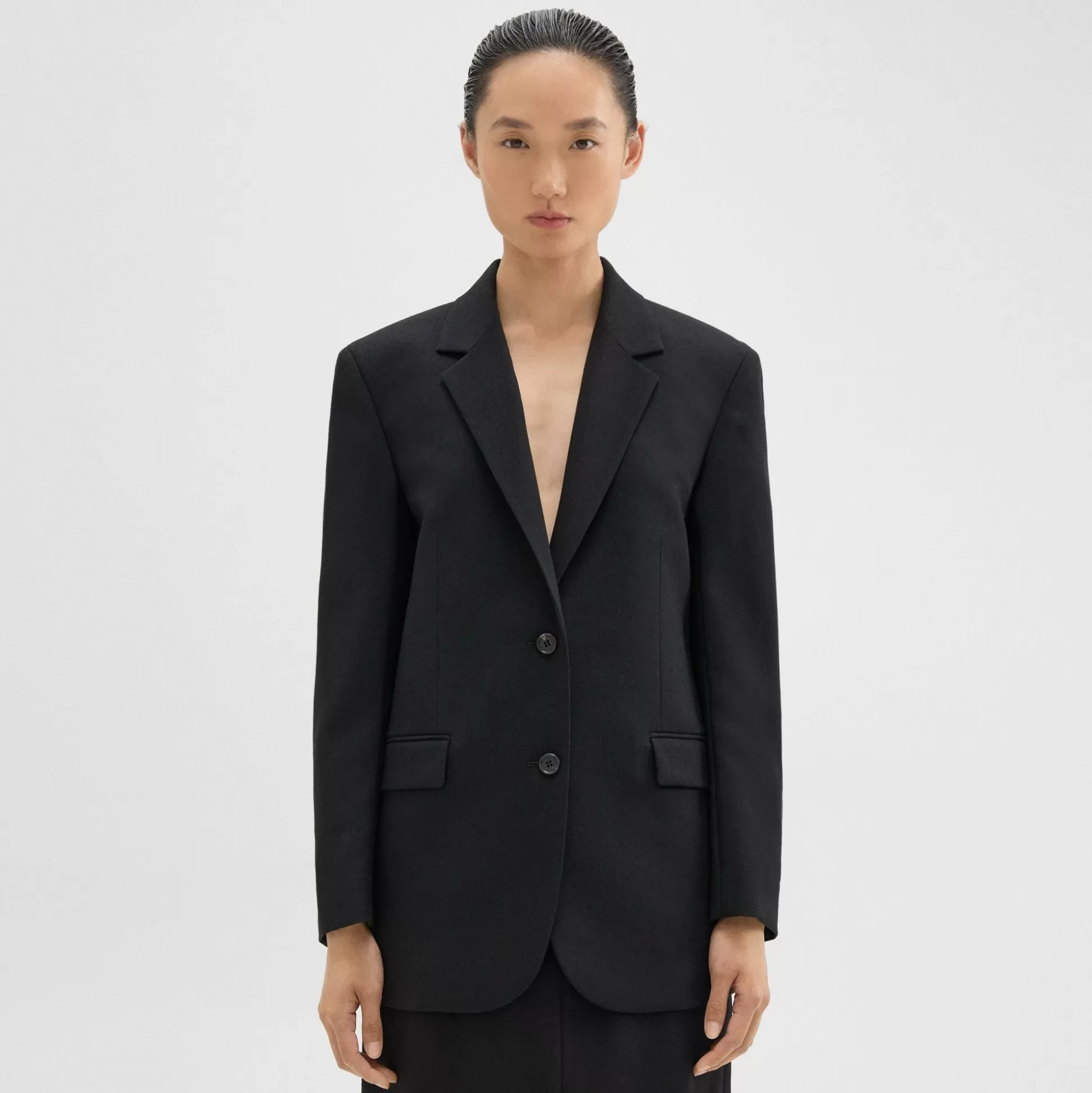 Theory Tailored Slim Blazer In Wool Canvas-Women Suits | Blazers + Jackets