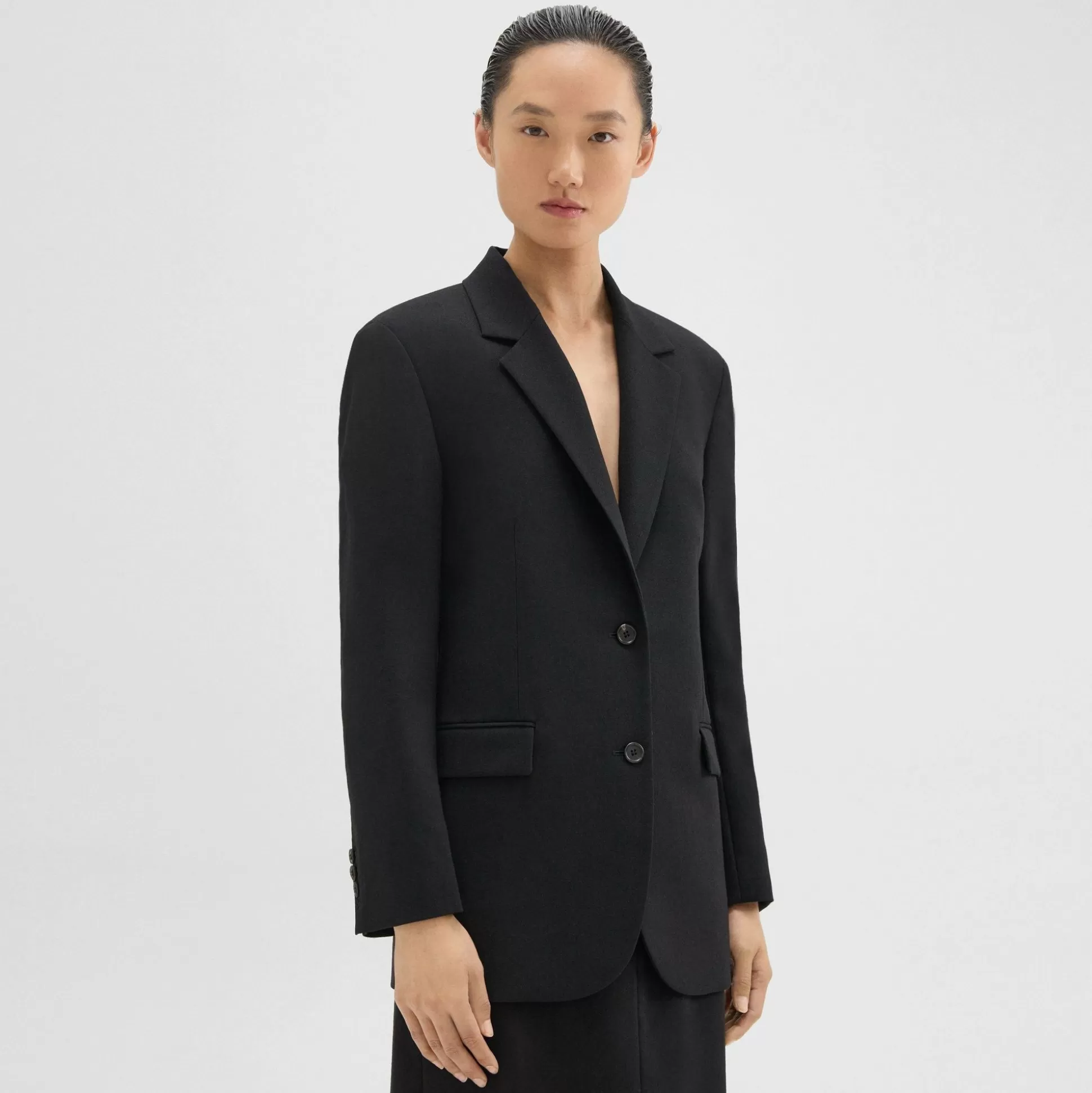 Theory Tailored Slim Blazer In Wool Canvas-Women Suits | Blazers + Jackets