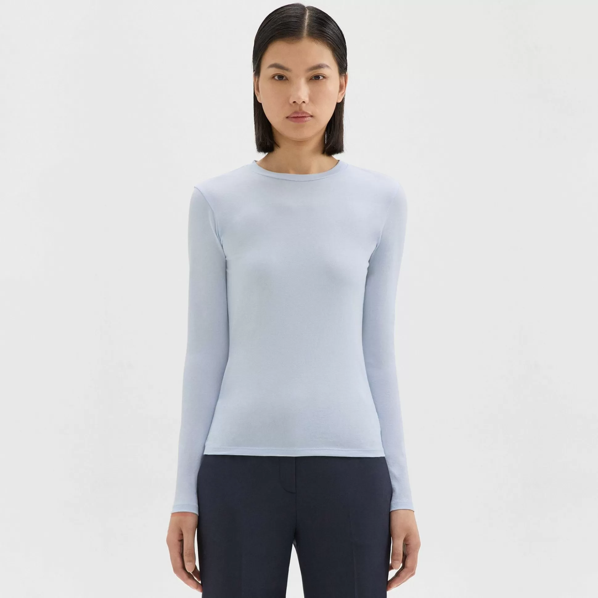 Theory Tiny Long-Sleeve Tee In Organic Cotton-Women Tops | T-Shirts