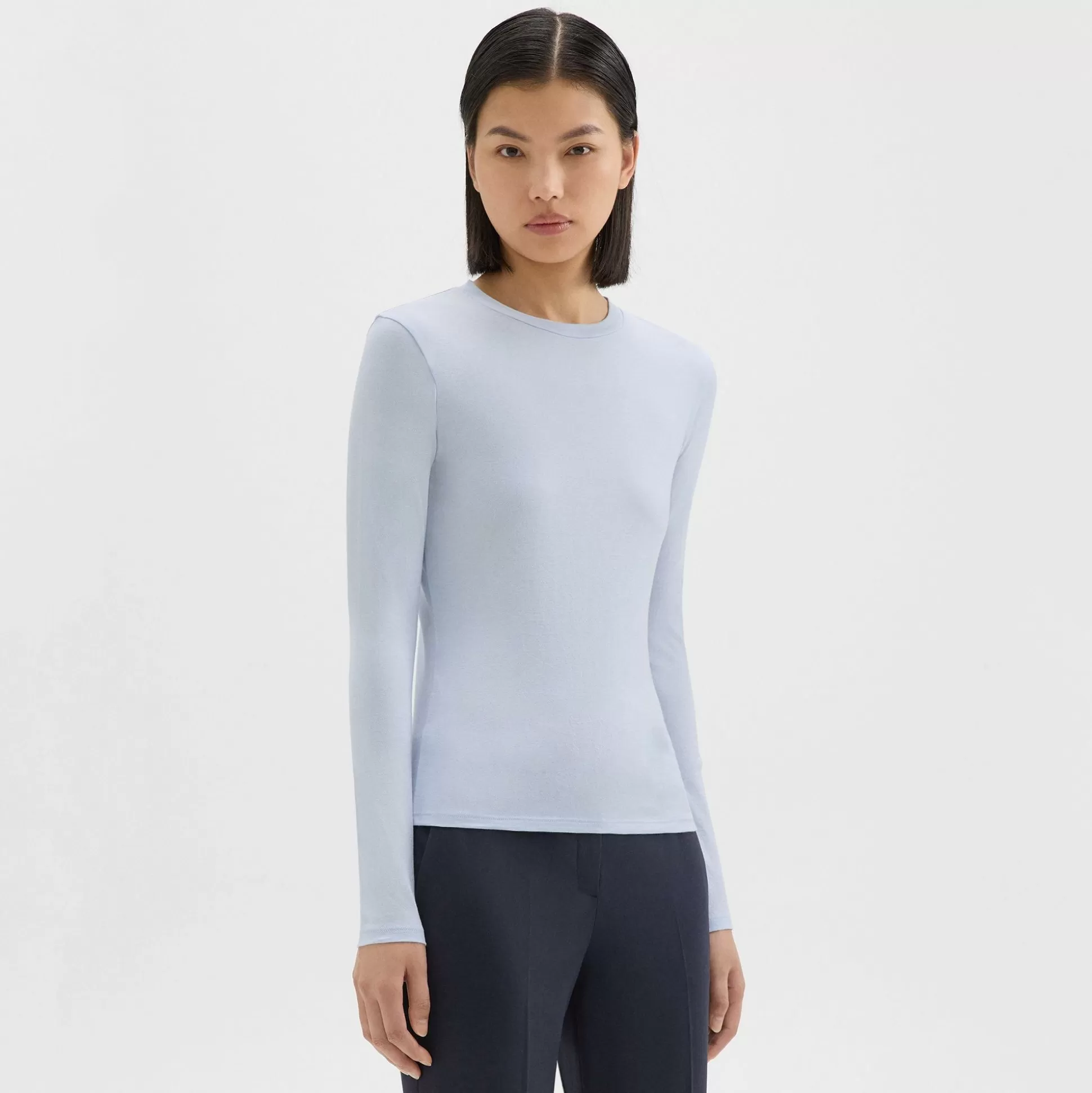 Theory Tiny Long-Sleeve Tee In Organic Cotton-Women Tops | T-Shirts