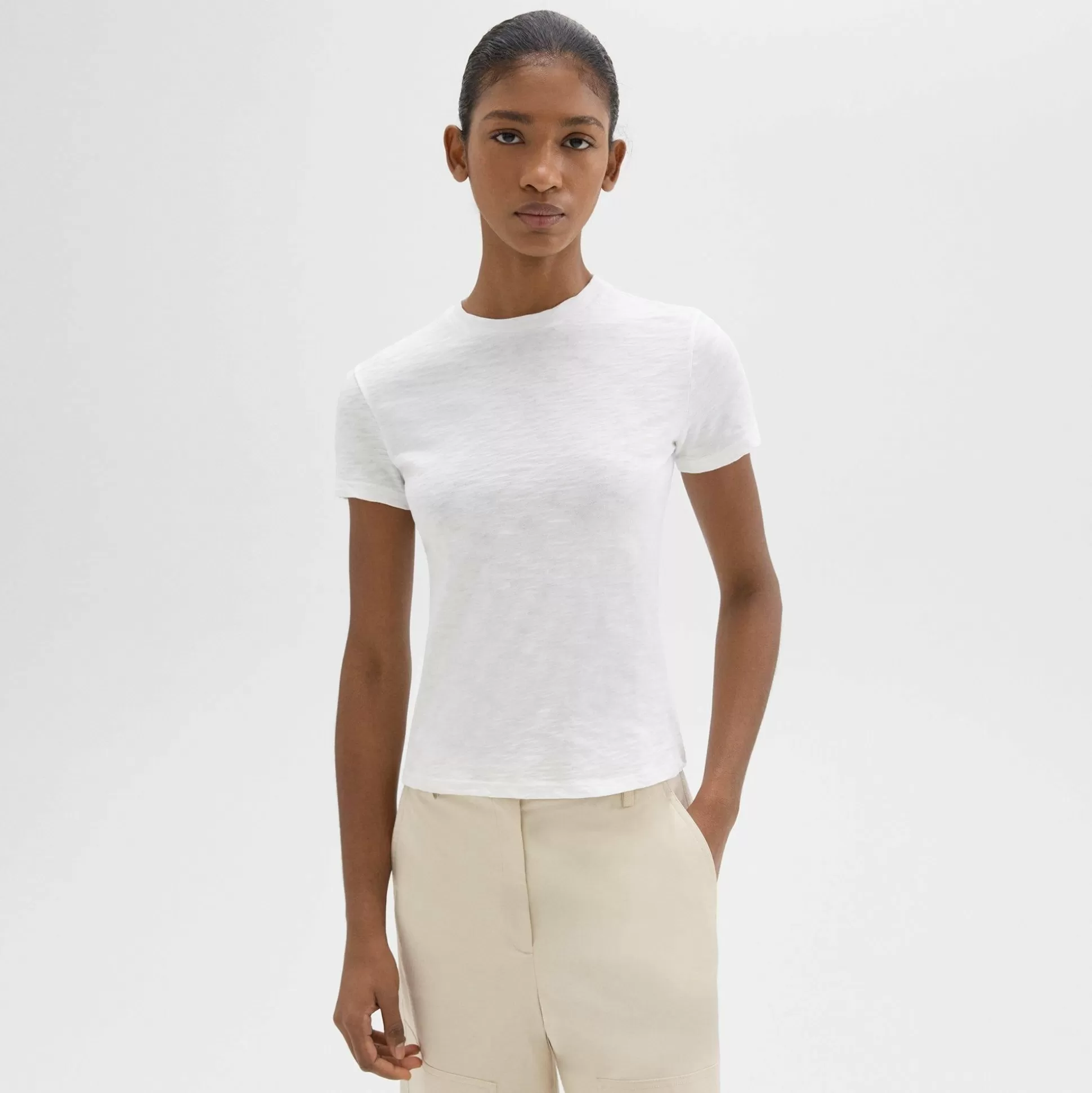 Theory Tiny Tee In Organic Slub Cotton-Women T-Shirts