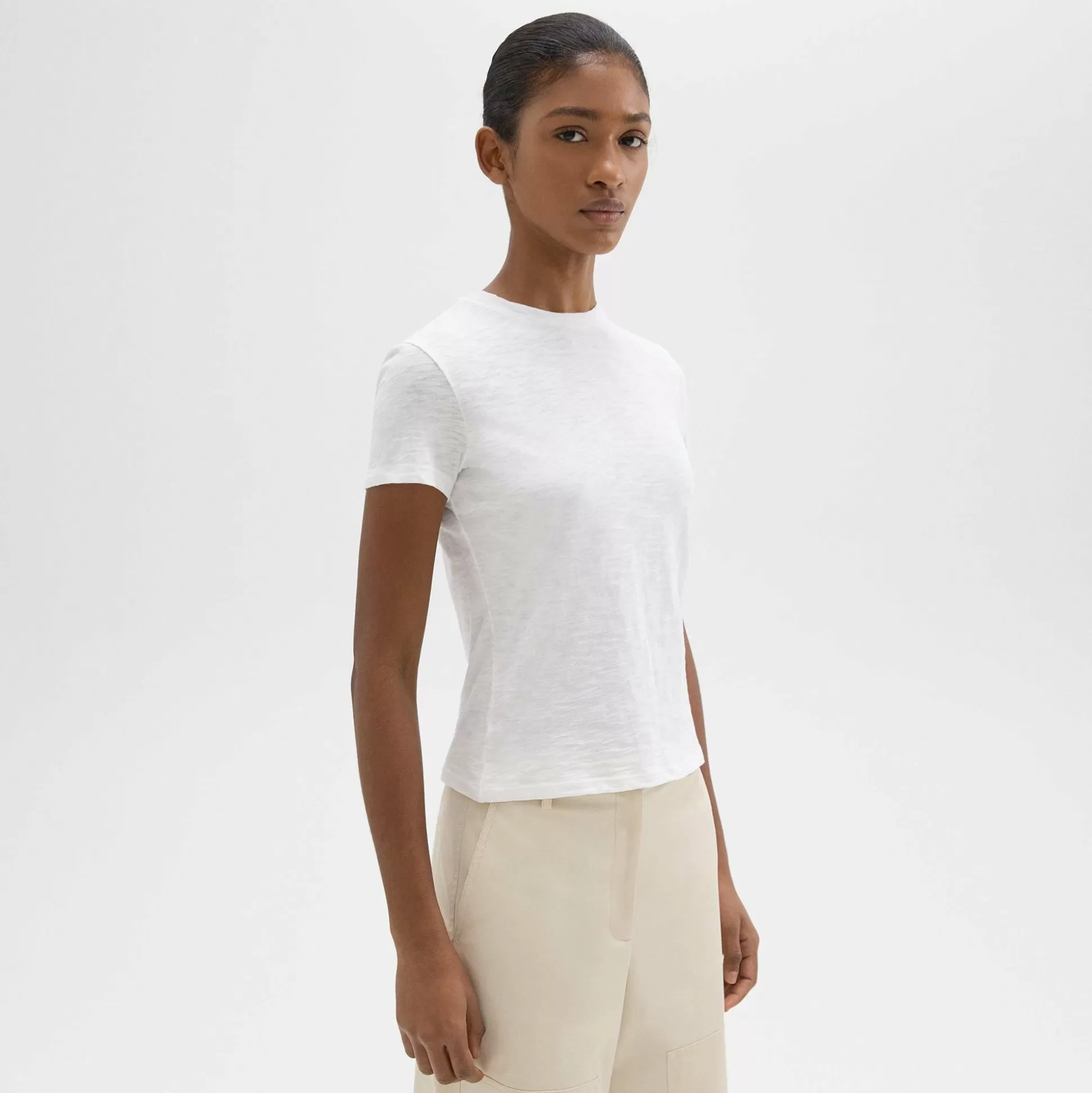 Theory Tiny Tee In Organic Slub Cotton-Women T-Shirts