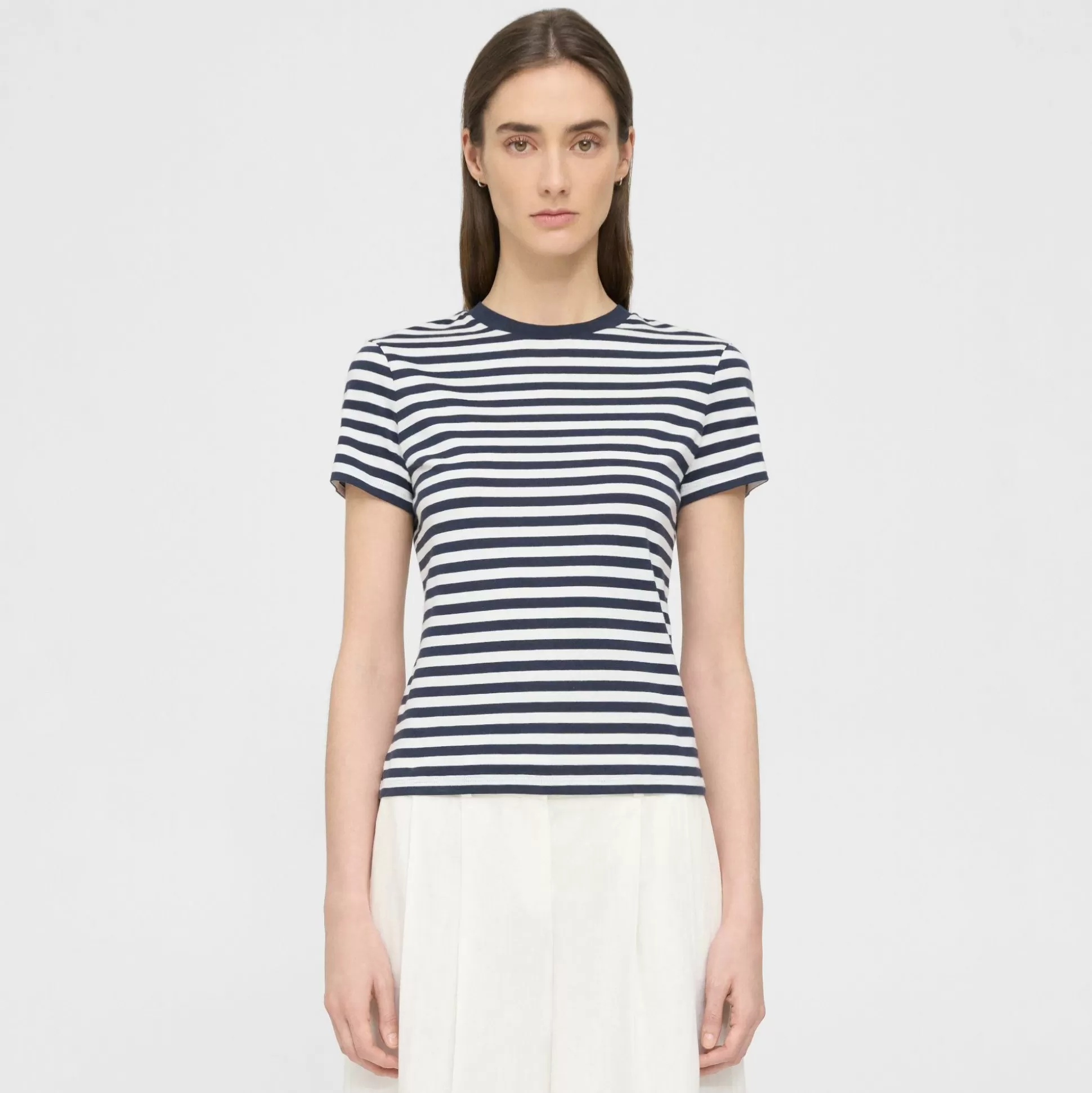 Theory Tiny Tee In Striped Organic Cotton-Women T-Shirts