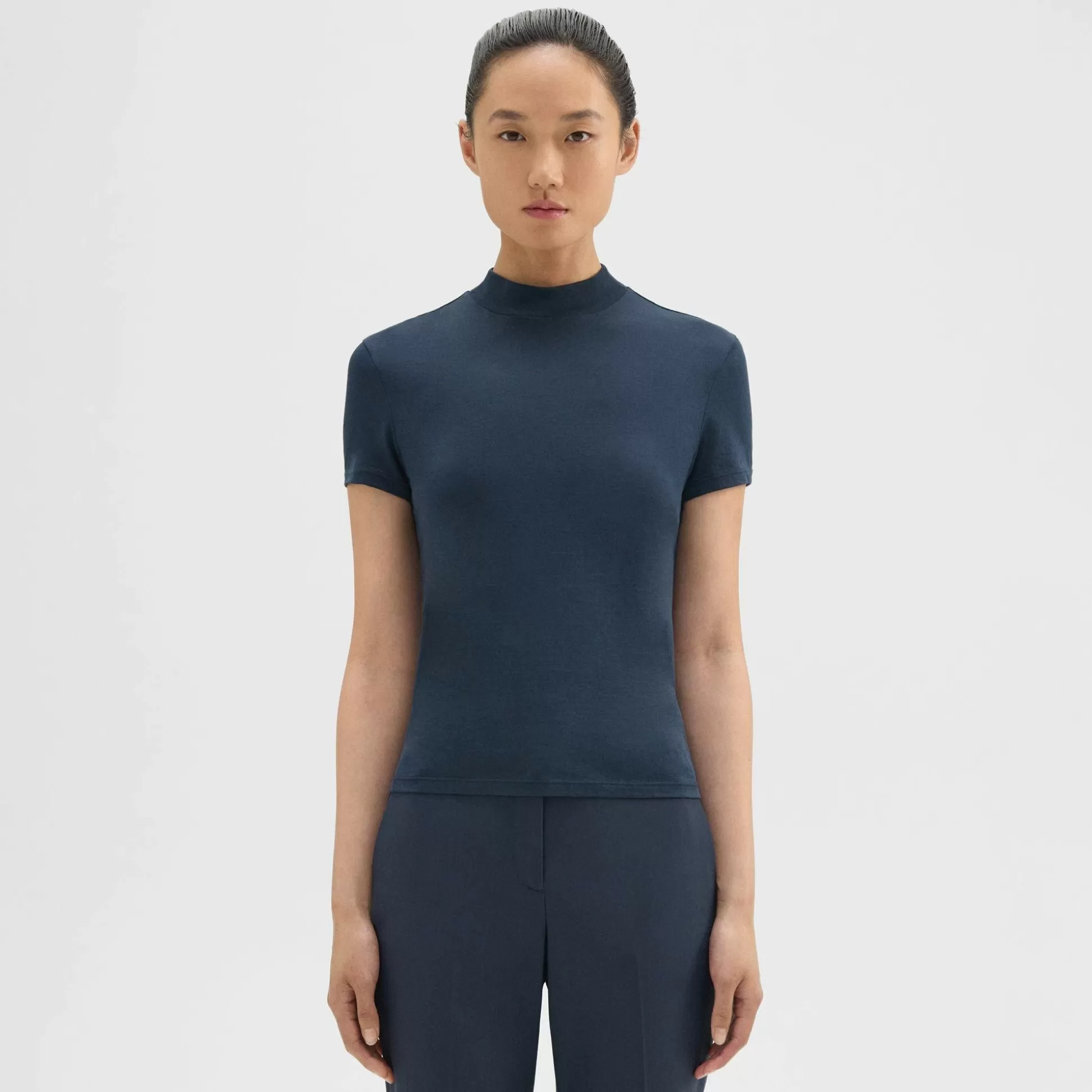 Theory Tiny Turtleneck Tee In Organic Cotton-Women T-Shirts