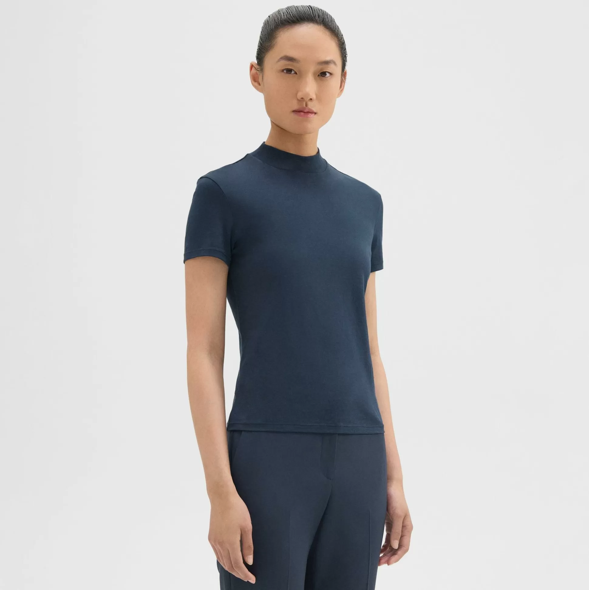 Theory Tiny Turtleneck Tee In Organic Cotton-Women T-Shirts