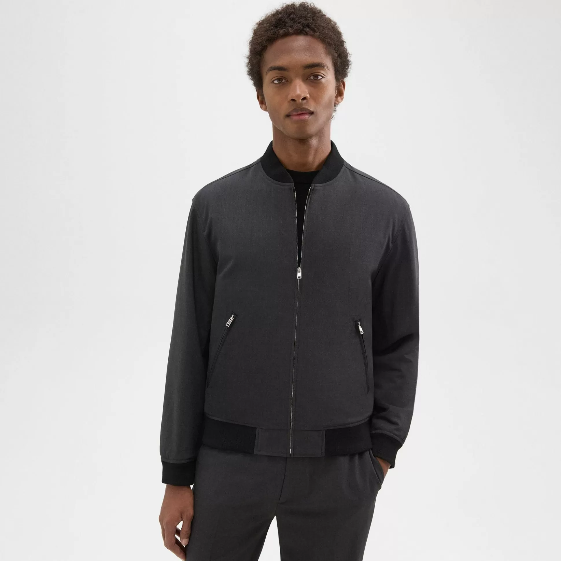 Theory Tir Bomber Jacket In Stretch Wool-Men Outerwear