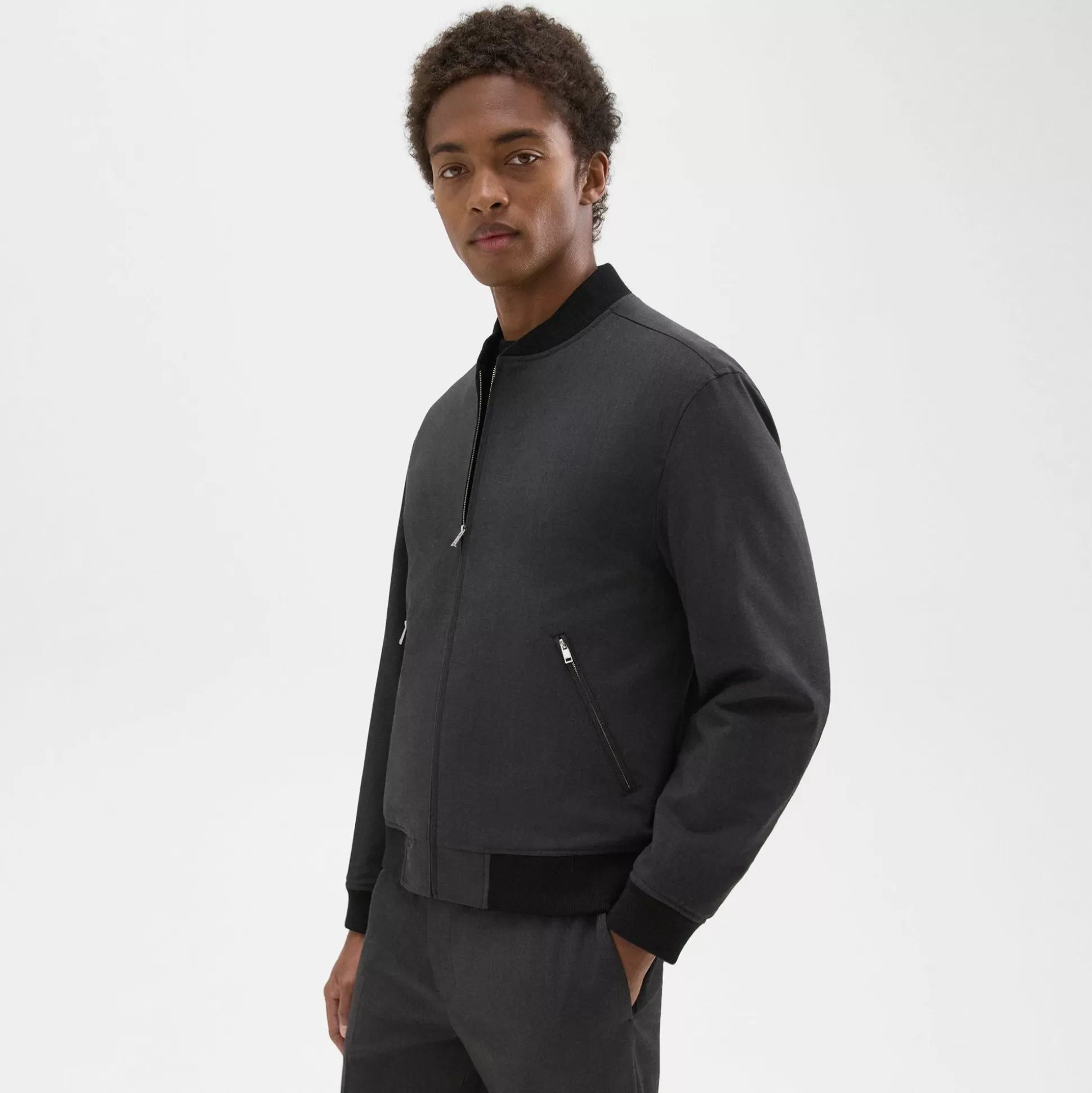 Theory Tir Bomber Jacket In Stretch Wool-Men Outerwear