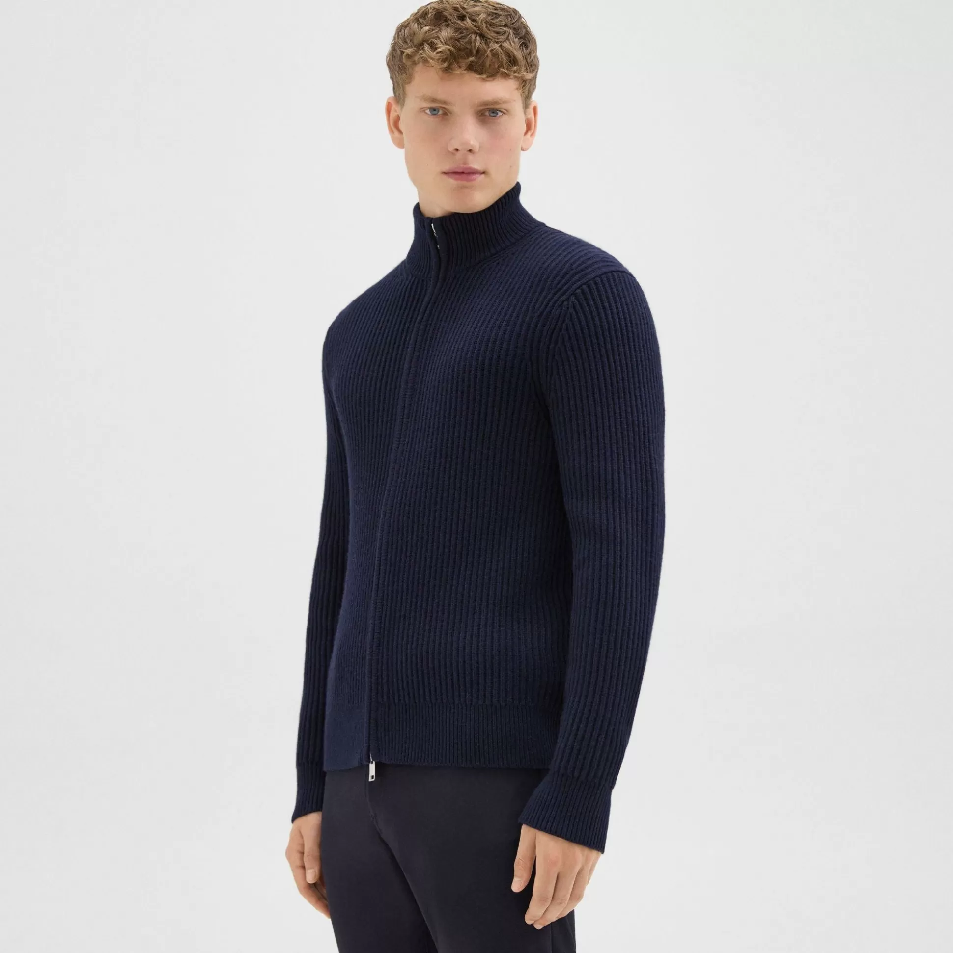 Theory Tomas Full Zip Cardigan In Dane Wool-Men Sweaters + Cardigans