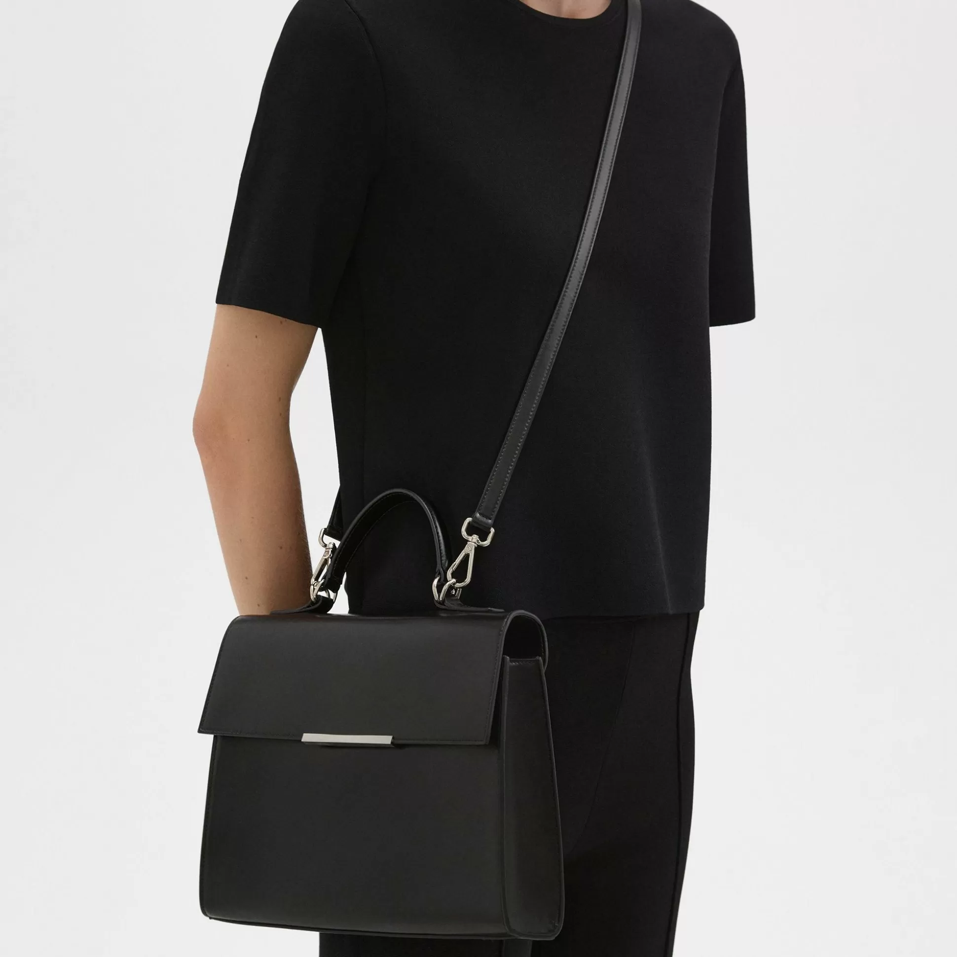 Theory Top Handle Bag In Leather-Women Bags