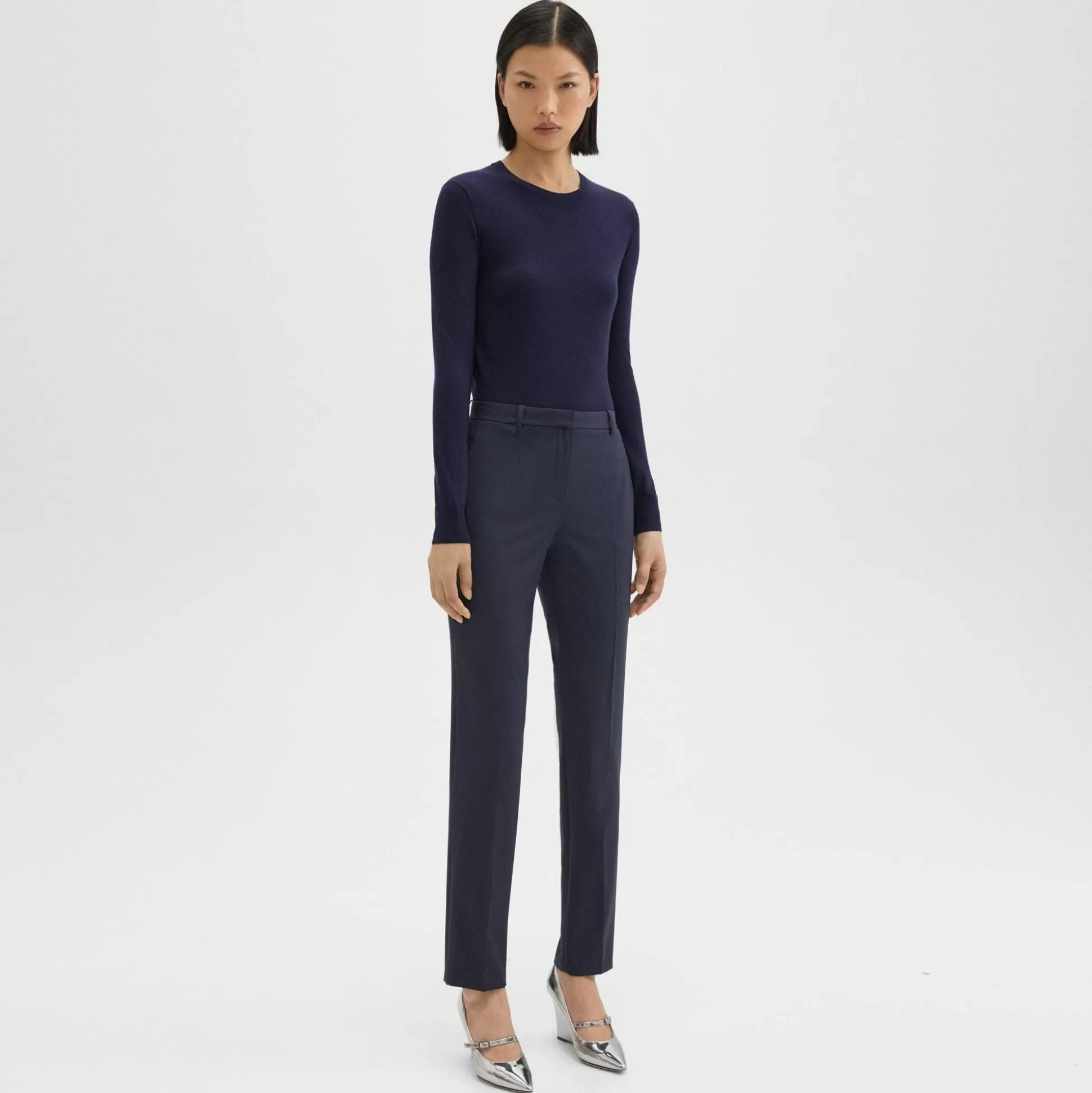 Theory Treeca Full Length Pant In Good Wool-Women Suits | Pants