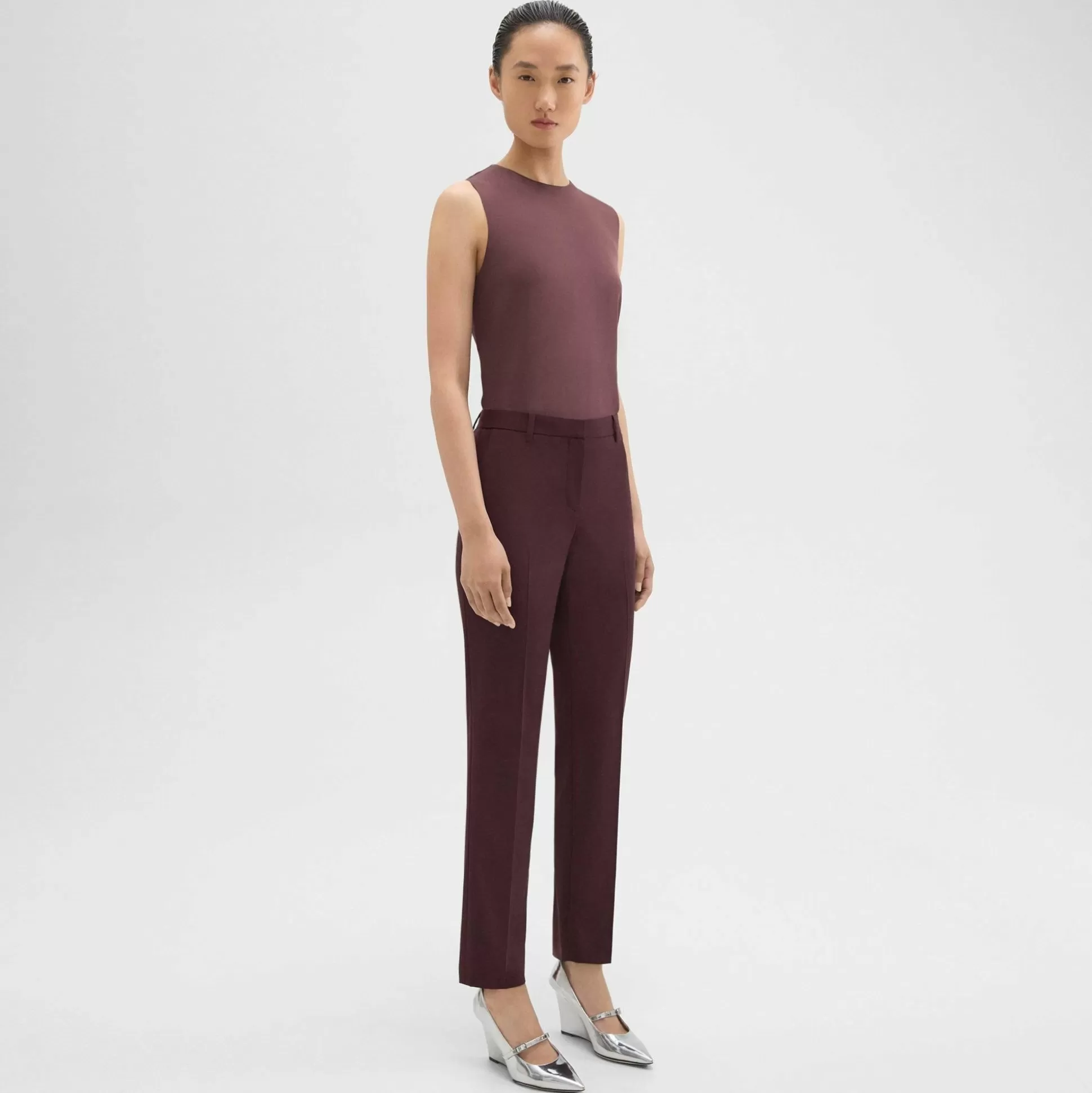 Theory Treeca Full Length Pant In Good Wool-Women Suits | Pants