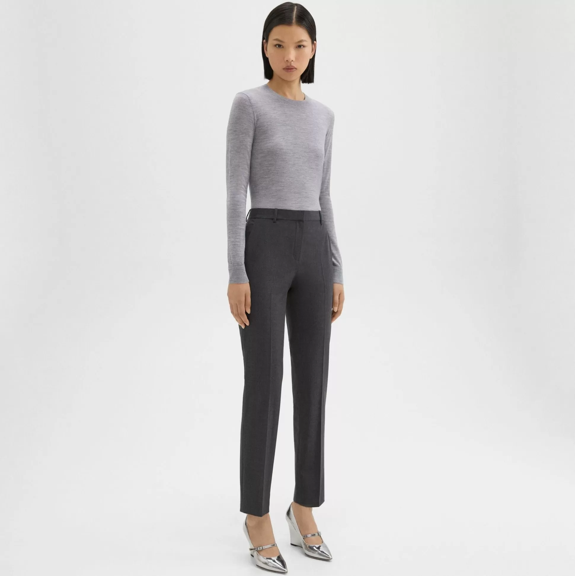 Theory Treeca Full Length Pant In Good Wool-Women Suits | Pants