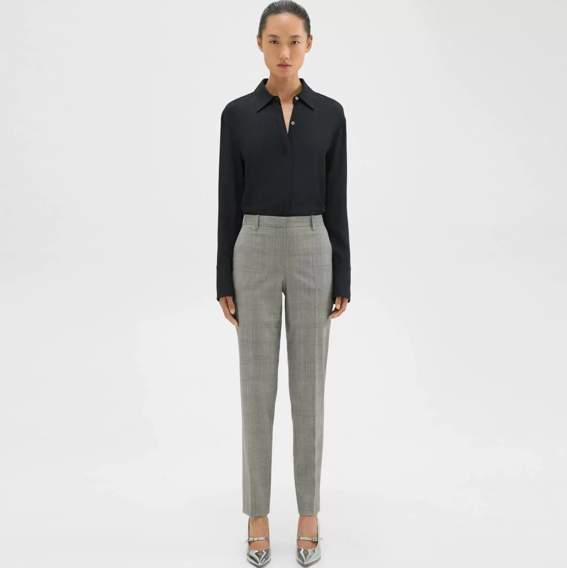 Theory Treeca Full-Length Pant In Plaid Stretch Wool-Women Suits | Pants