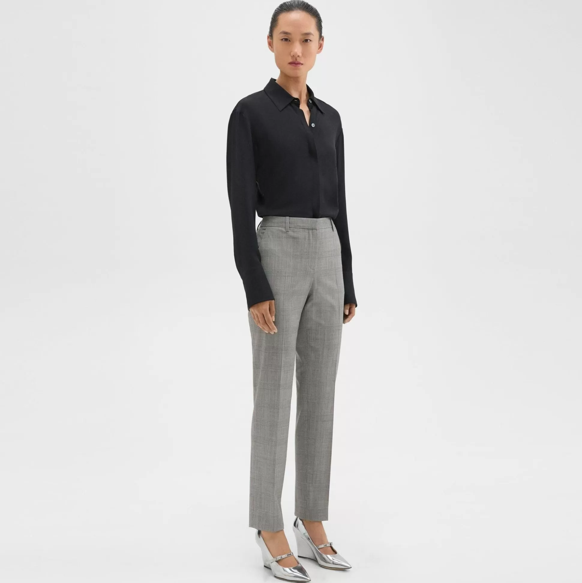 Theory Treeca Full-Length Pant In Plaid Stretch Wool-Women Suits | Pants