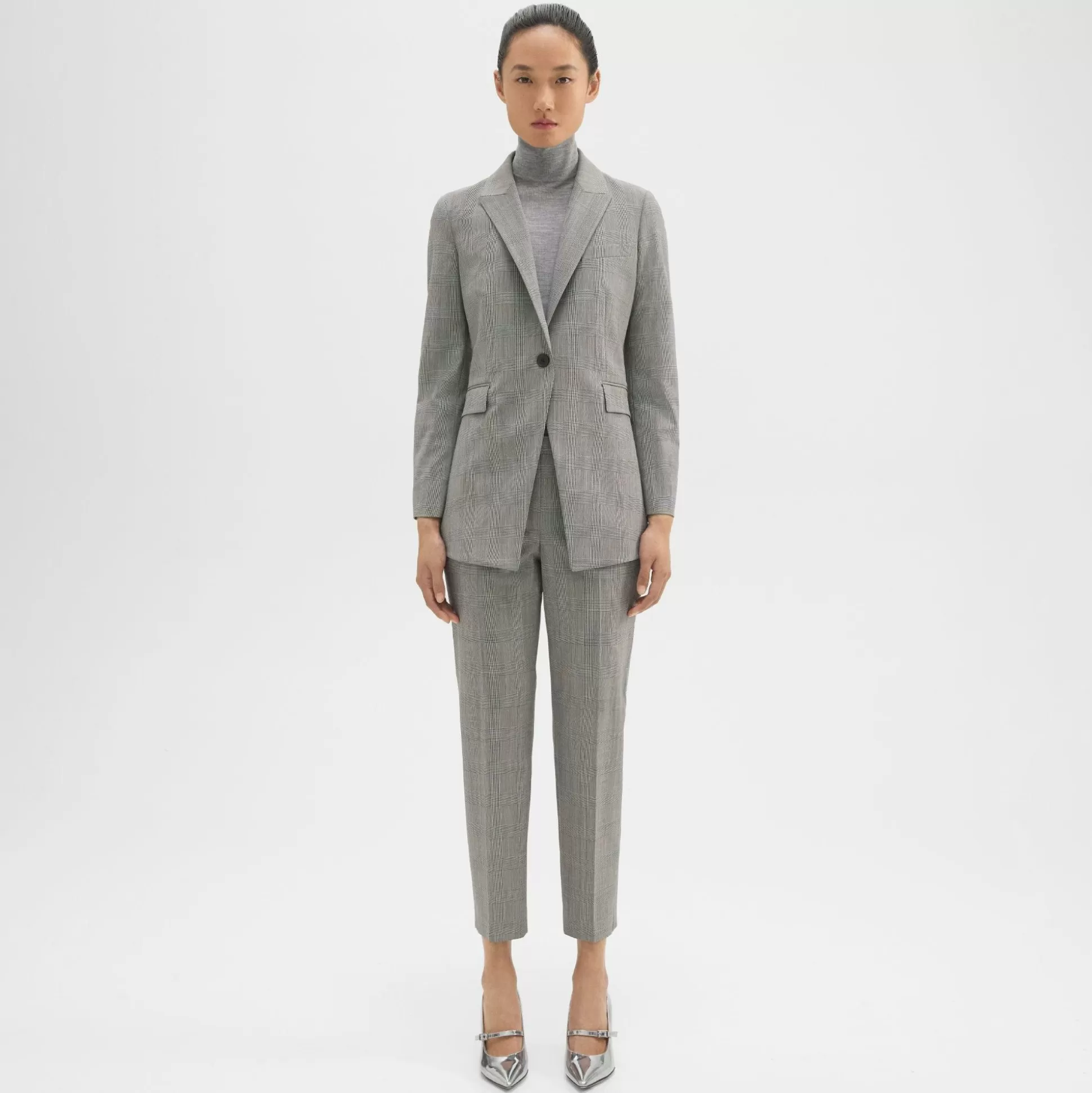 Theory Treeca Pant In Plaid Stretch Wool-Women Suits | Pants