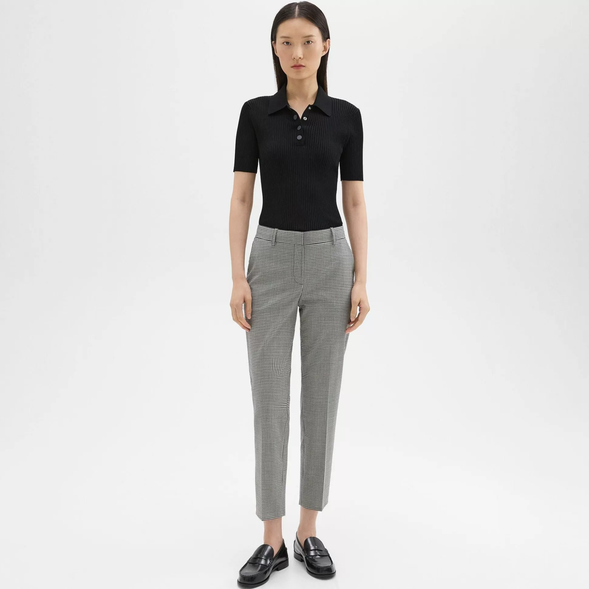 Theory Treeca Pant In Plaid Stretch Wool-Women Pants