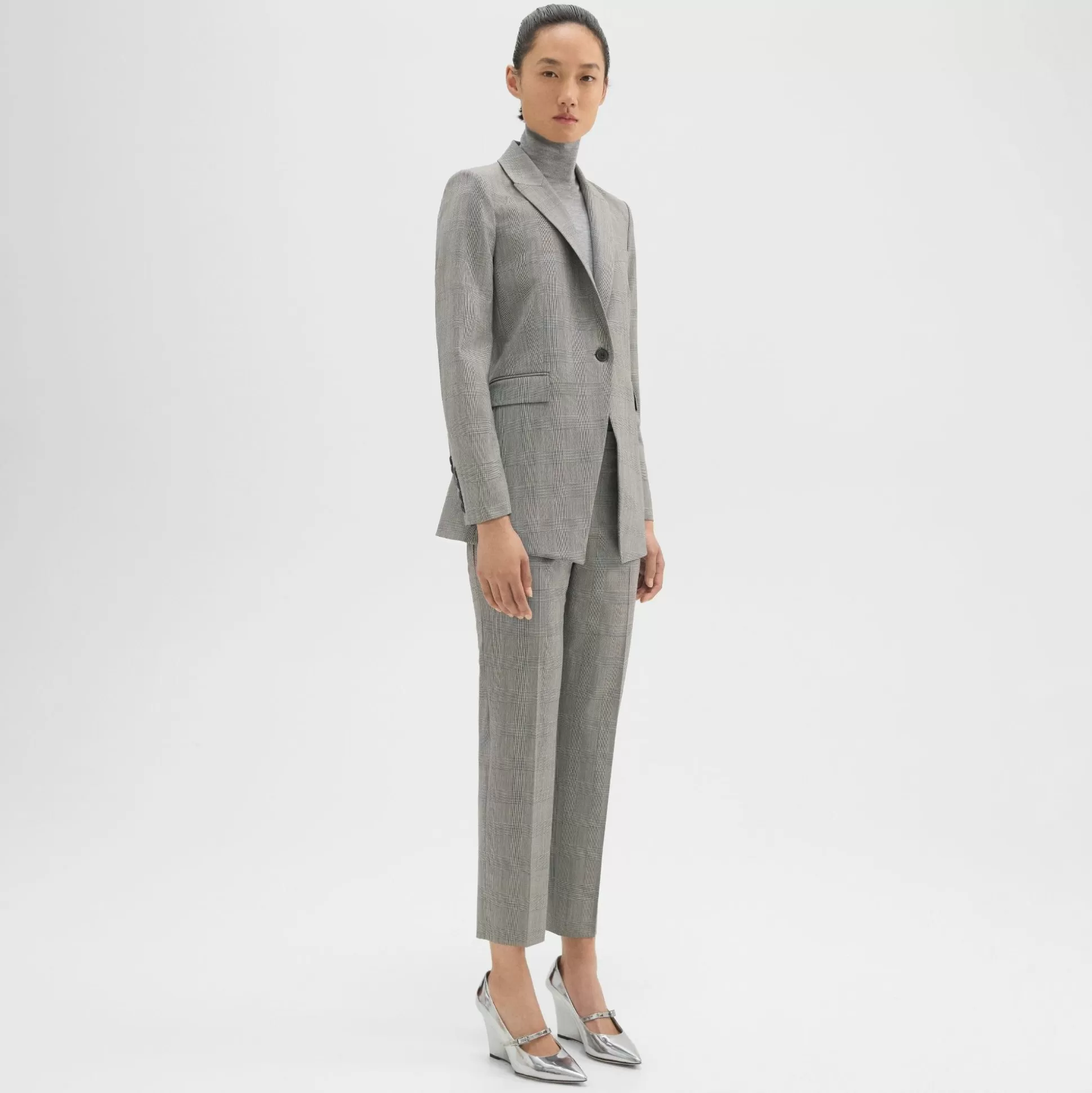 Theory Treeca Pant In Plaid Stretch Wool-Women Suits | Pants