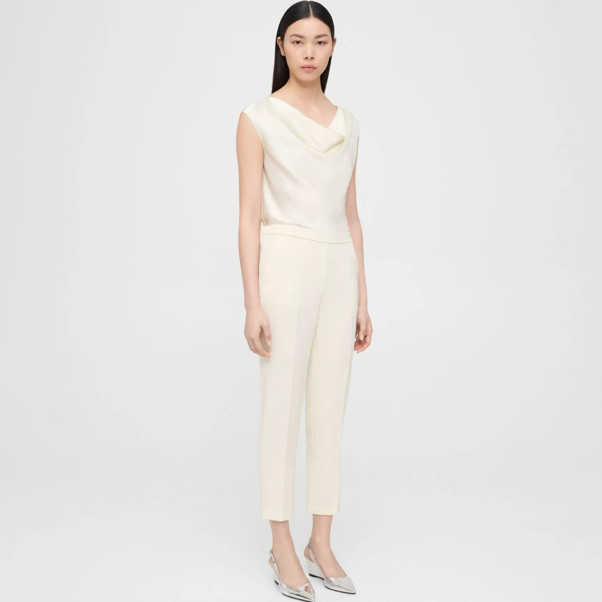 Theory Treeca Pull-On Pant In Oxford Crepe-Women Pants