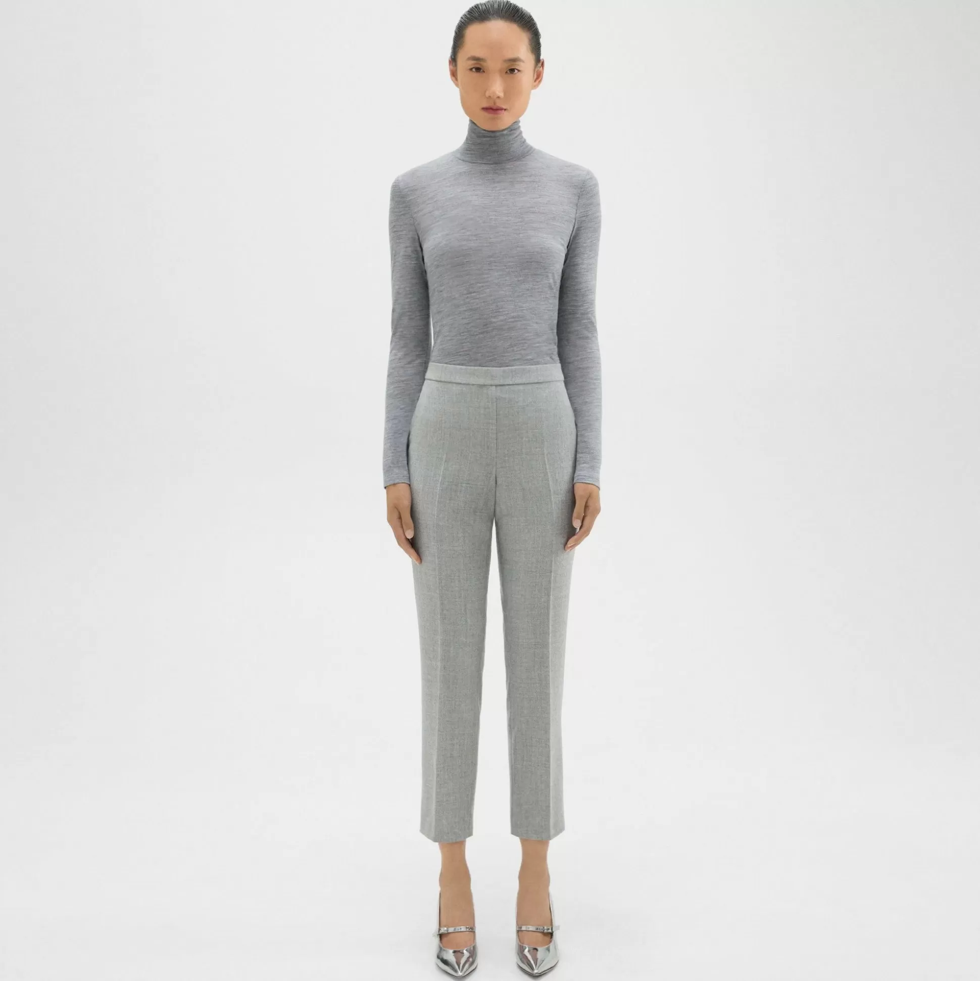 Theory Treeca Pull-On Pant In Sleek Flannel-Women Suits | Pants