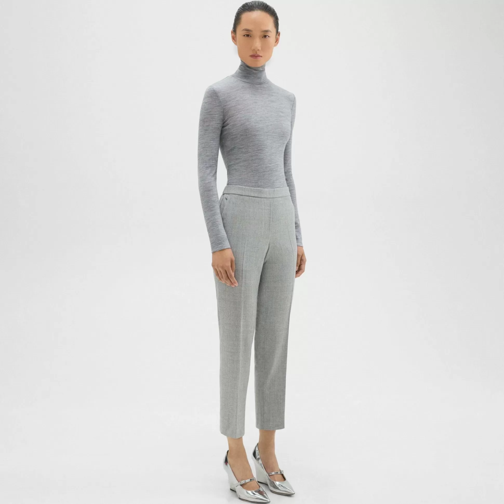 Theory Treeca Pull-On Pant In Sleek Flannel-Women Suits | Pants