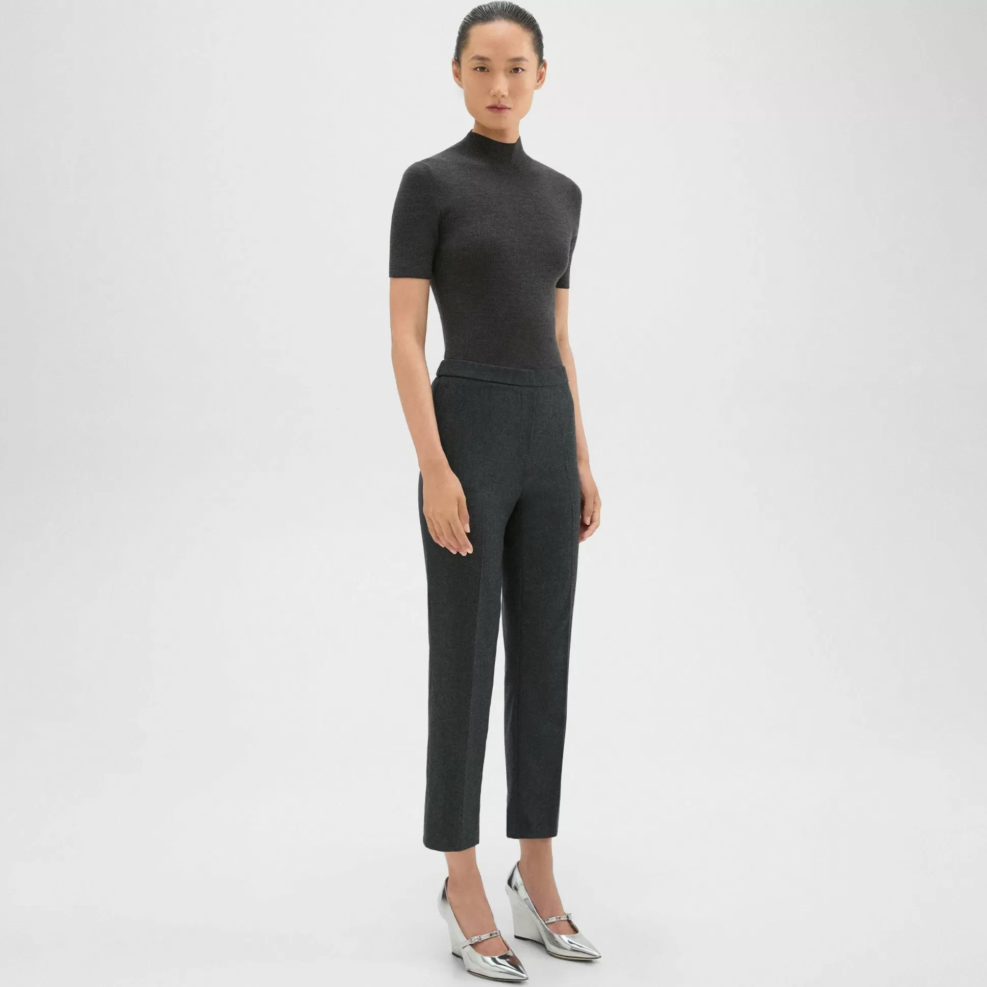 Theory Treeca Pull-On Pant In Sleek Flannel-Women Suits | Pants