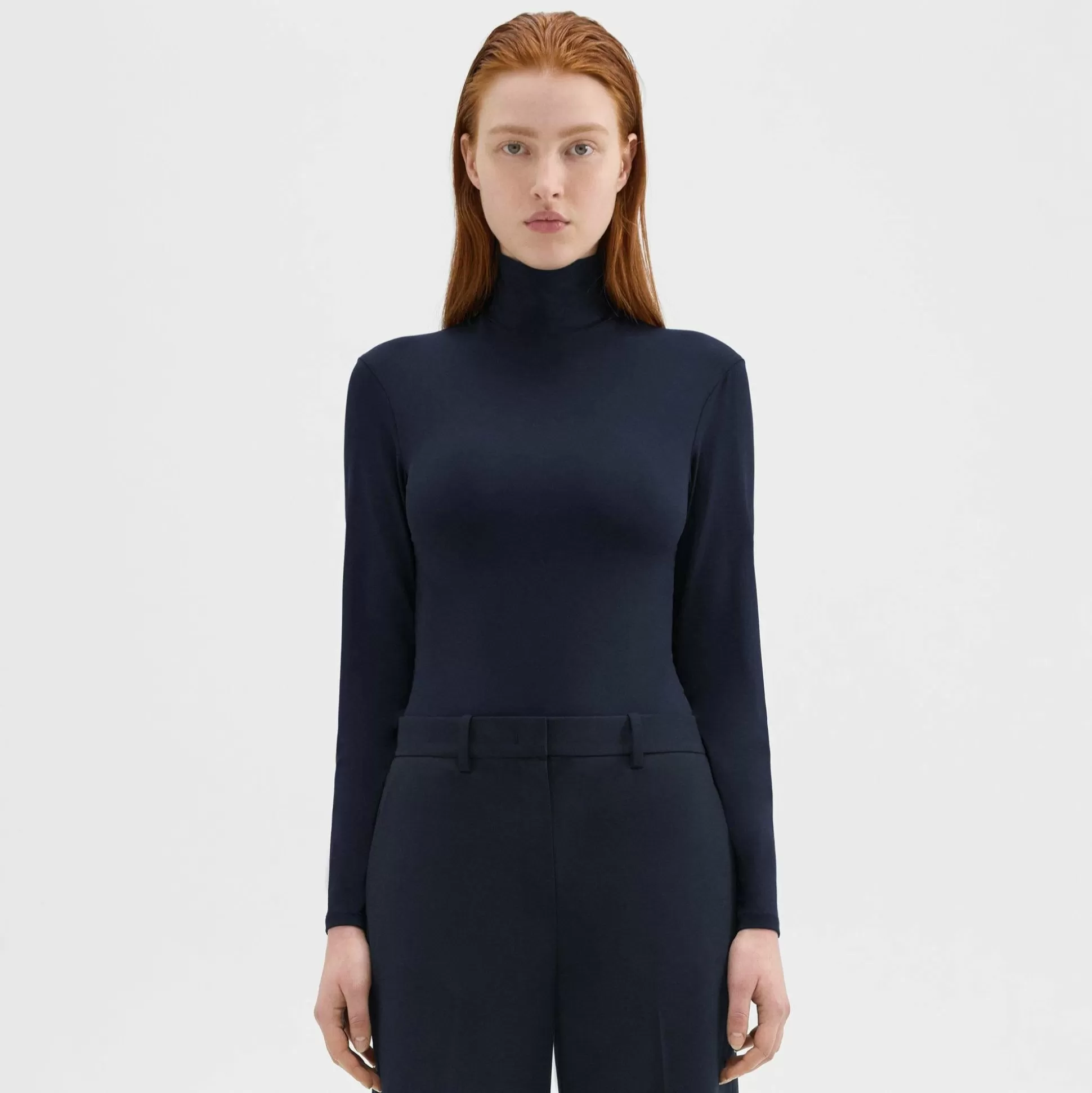 Theory Turtleneck Bodysuit In Motion Jersey-Women T-Shirts