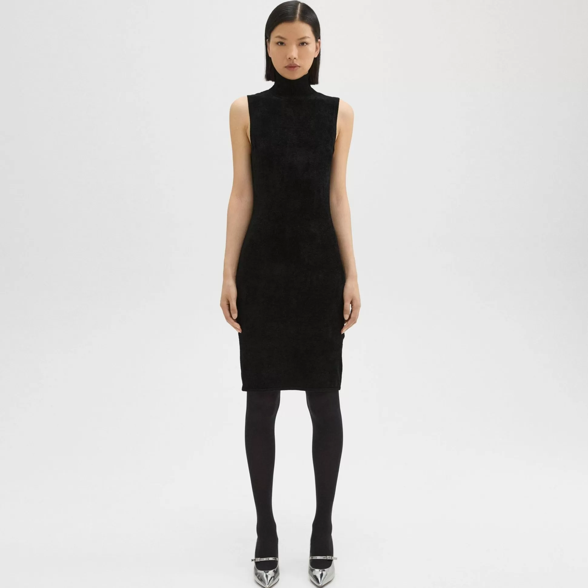 Theory Turtleneck Dress In Velvet-Women Dresses