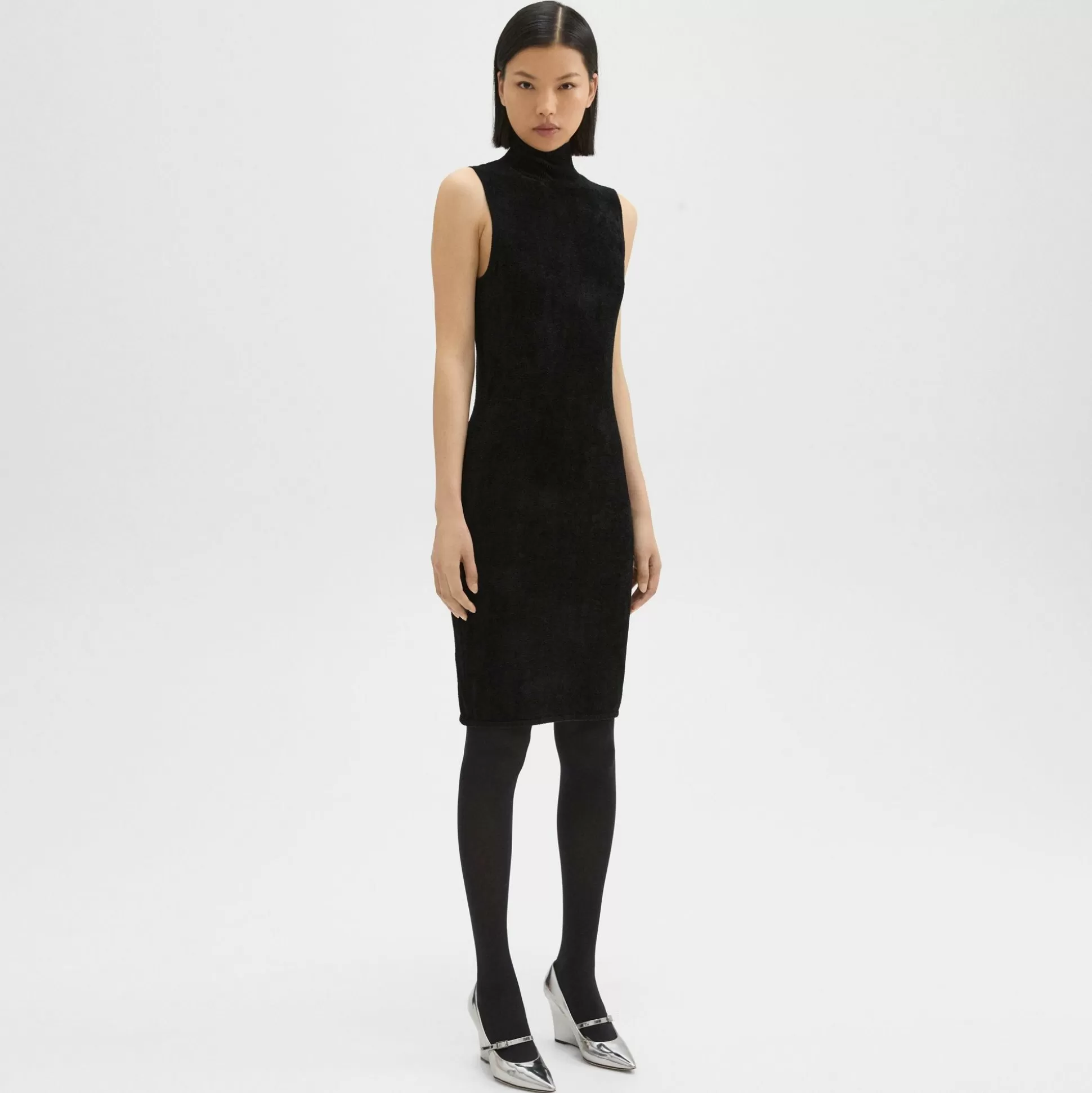 Theory Turtleneck Dress In Velvet-Women Dresses