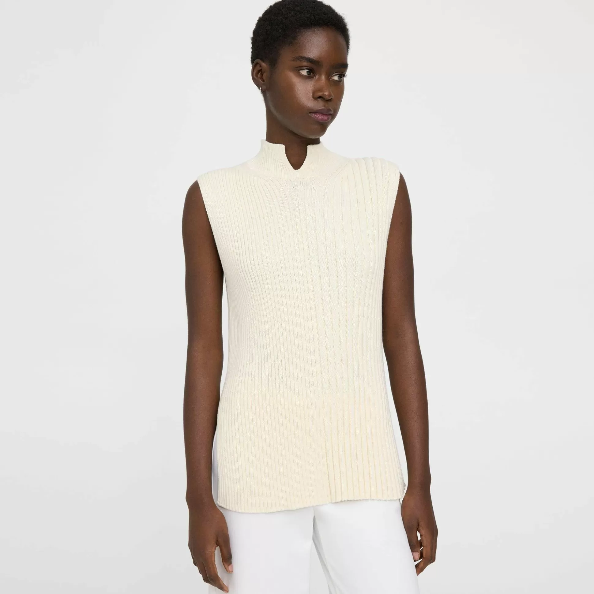 Theory Turtleneck Shell Top In Cotton-Cashmere-Women Sweaters + Cardigans