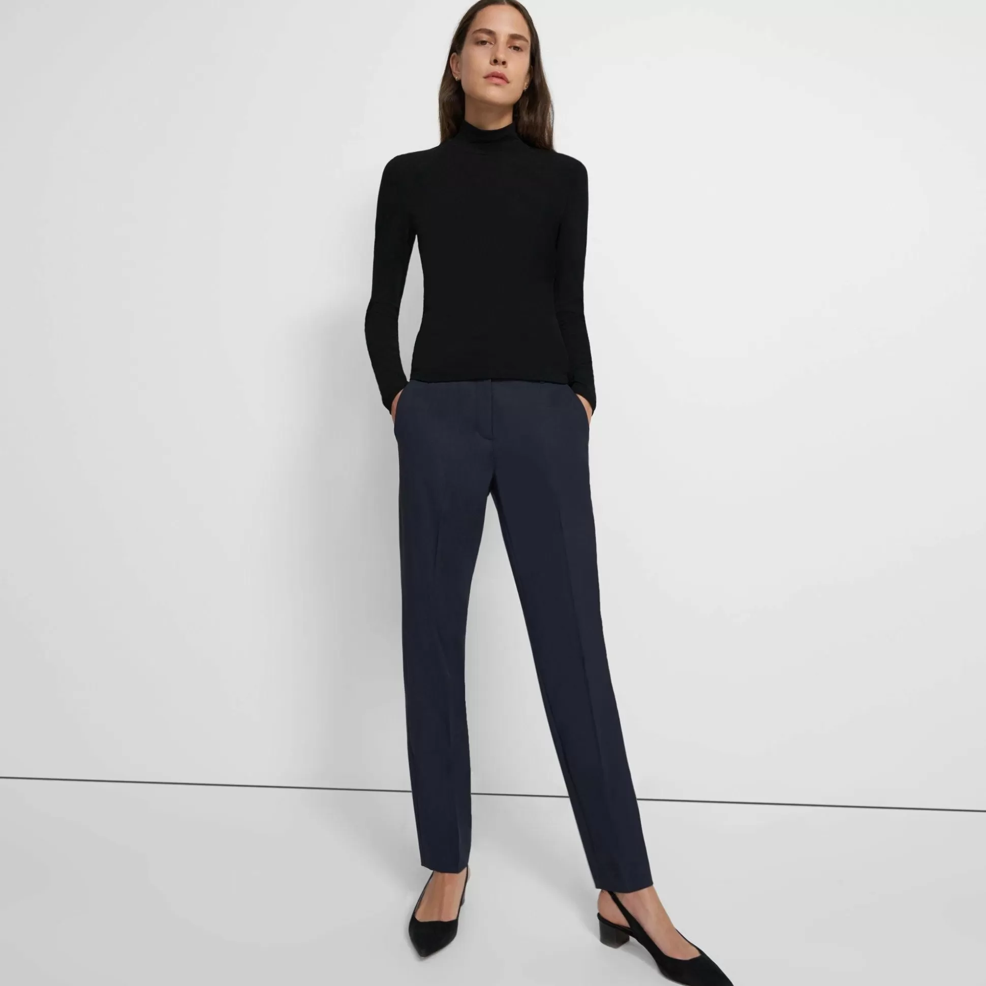 Theory Turtleneck Sweater In Ribbed Viscose-Women T-Shirts