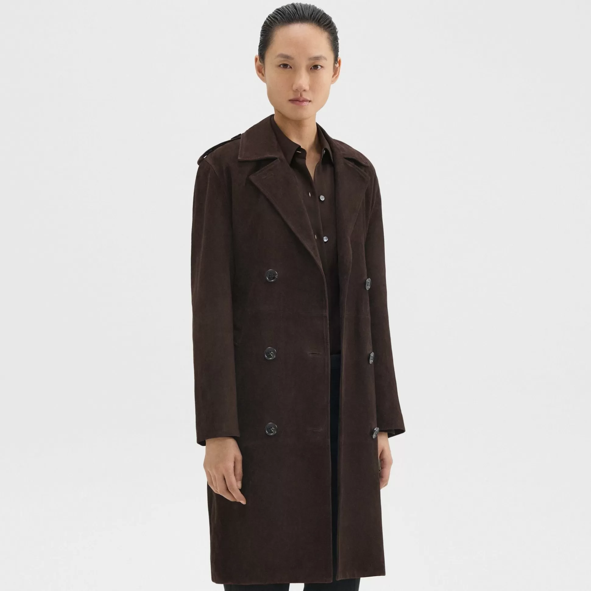 Theory Utility Trench Coat In Suede-Women Outerwear