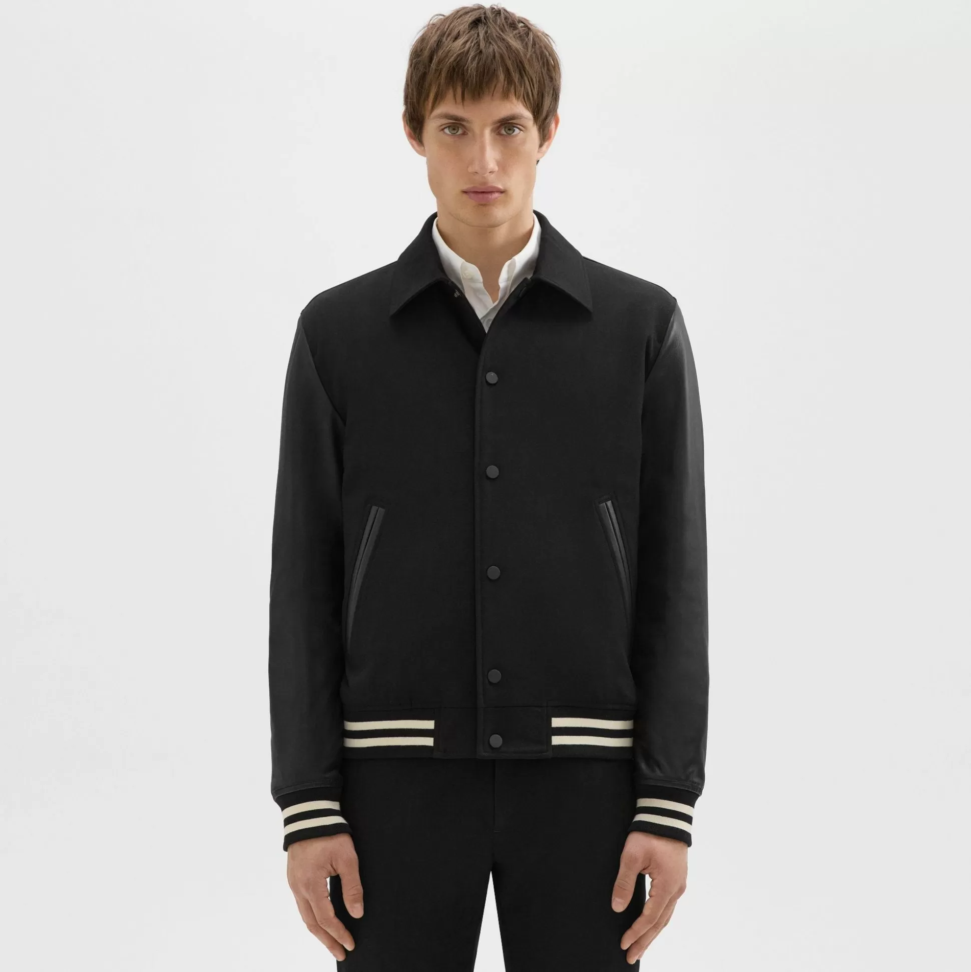 Theory Varsity Jacket In Textured Gabardine-Men Outerwear