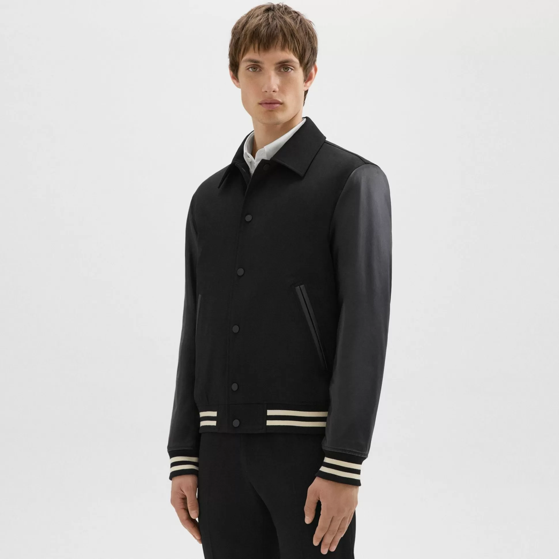 Theory Varsity Jacket In Textured Gabardine-Men Outerwear