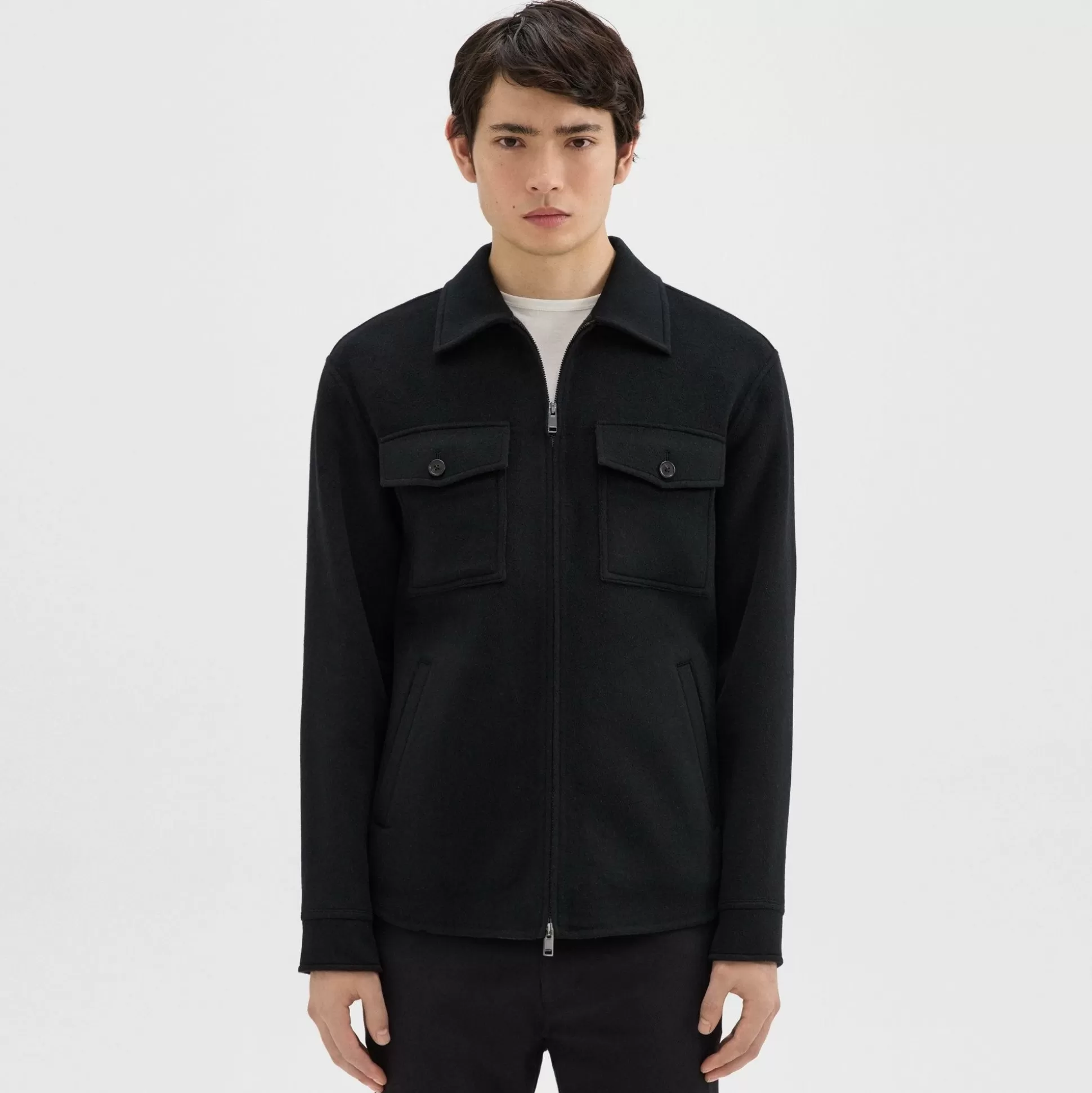 Theory Vena Shirt Jacket In Double-Face Wool-Cashmere-Men Outerwear