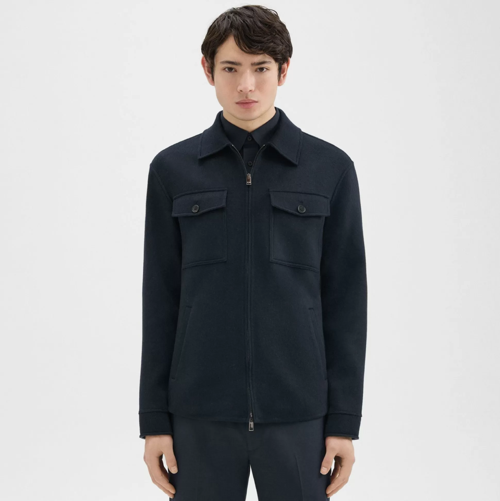 Theory Vena Shirt Jacket In Double-Face Wool-Cashmere-Men Outerwear