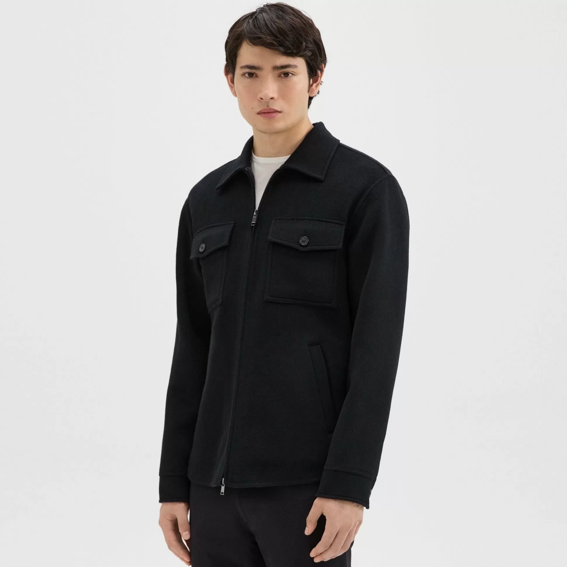 Theory Vena Shirt Jacket In Double-Face Wool-Cashmere-Men Outerwear