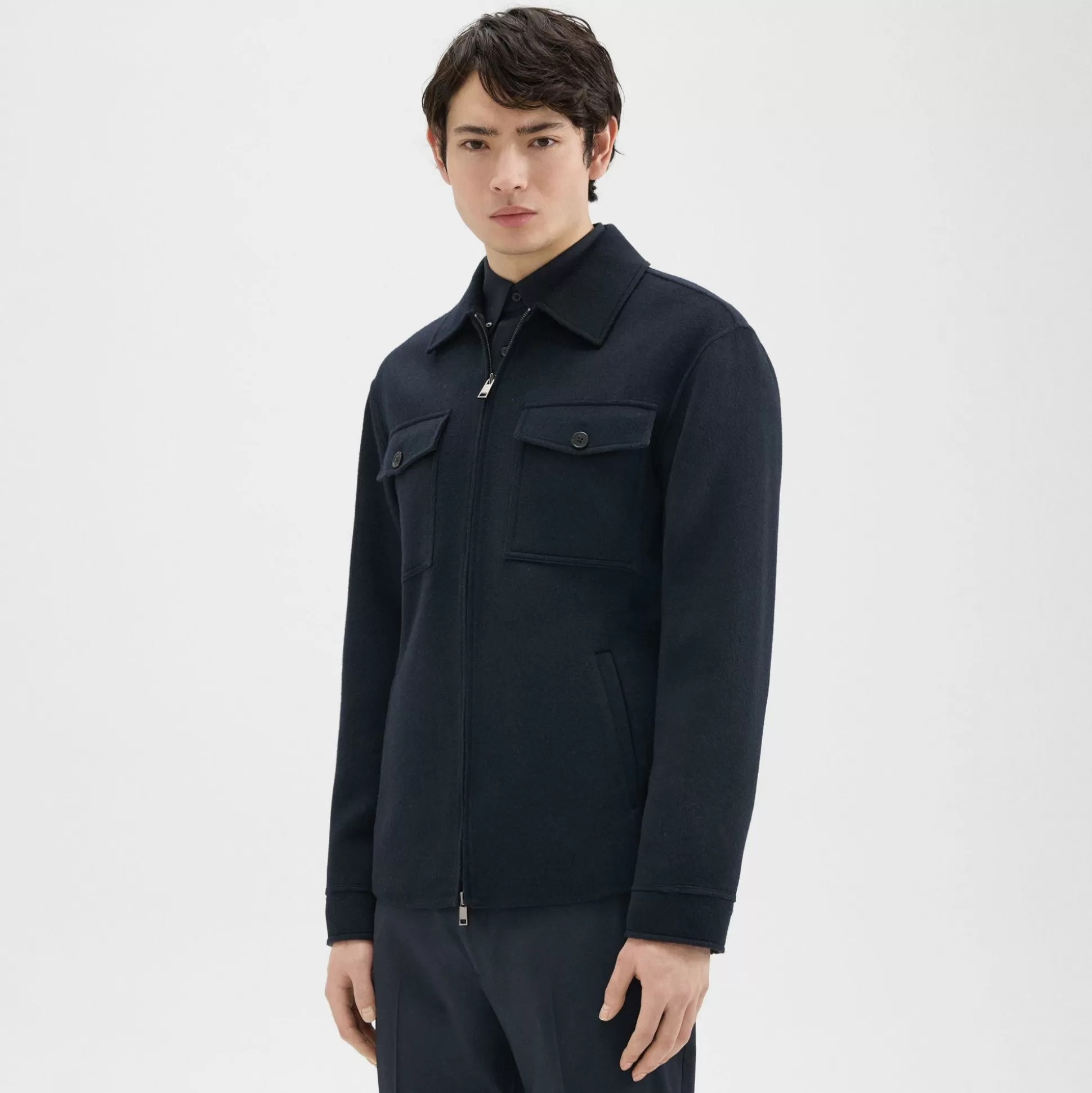 Theory Vena Shirt Jacket In Double-Face Wool-Cashmere-Men Outerwear