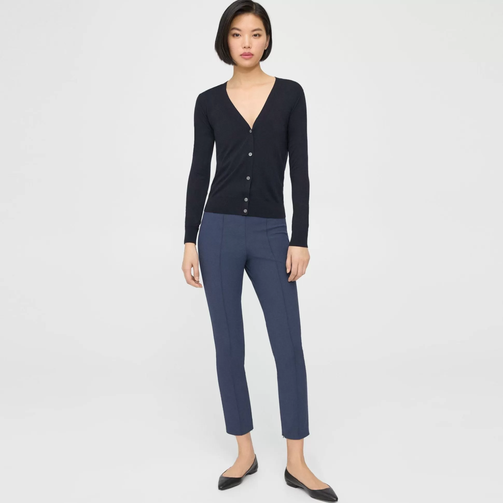 Theory V-Neck Cardigan In Regal Wool-Women Sweaters + Cardigans