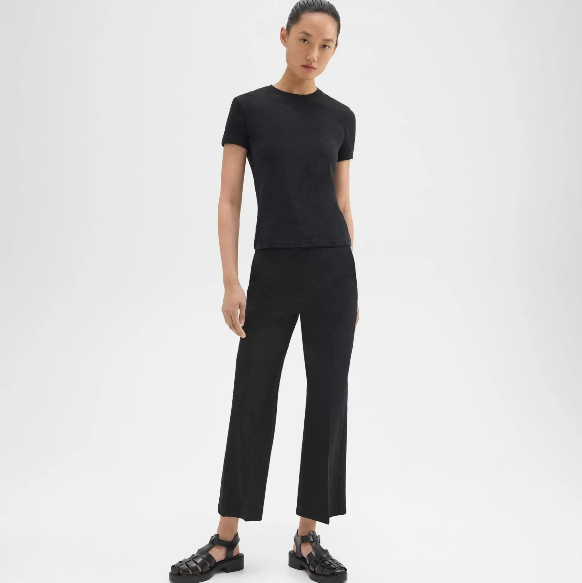 Theory Wide Crop Pant In Good Linen-Women Pants