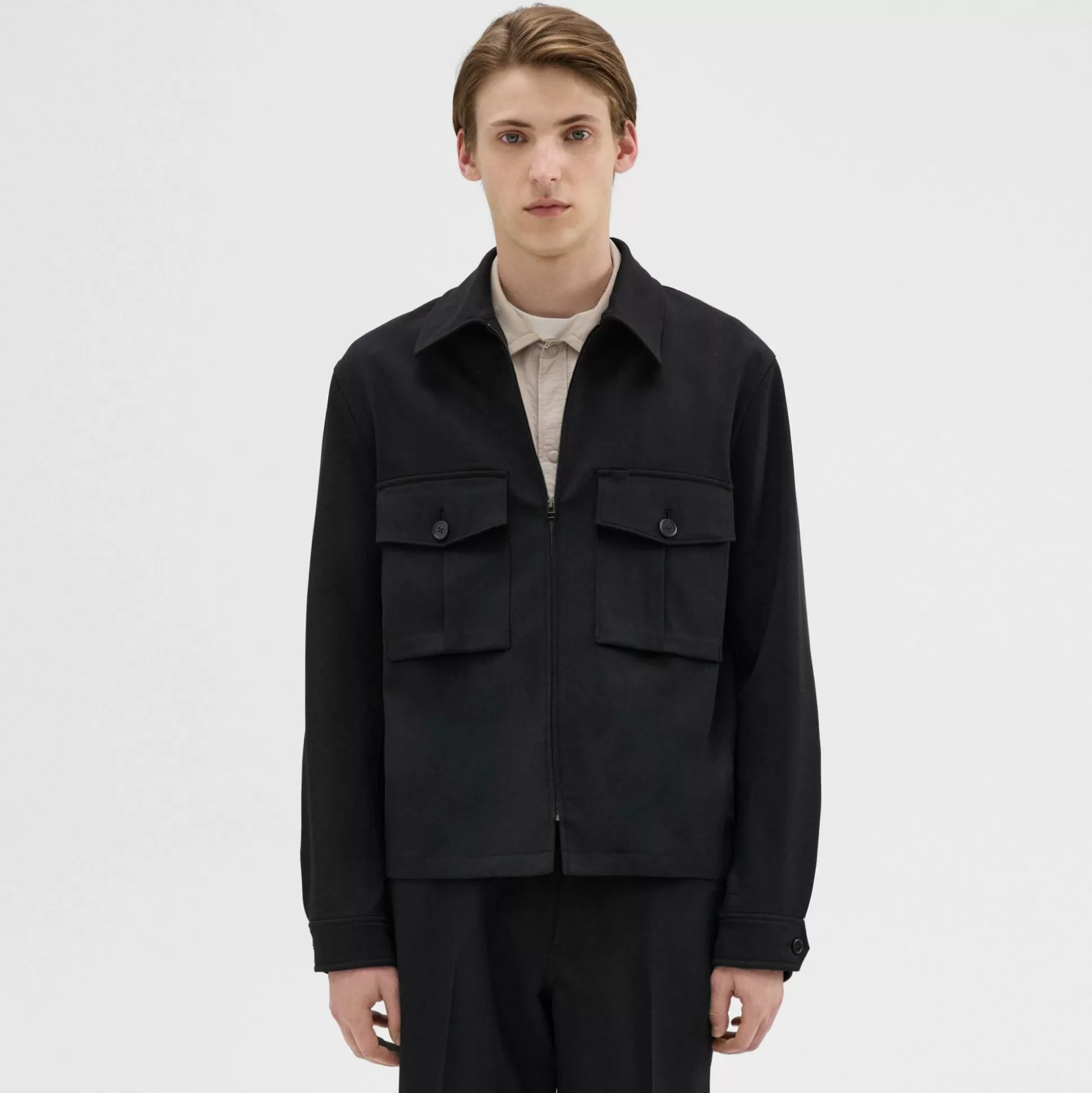 Theory Wool Gabardine Shirt Jacket-Men Outerwear