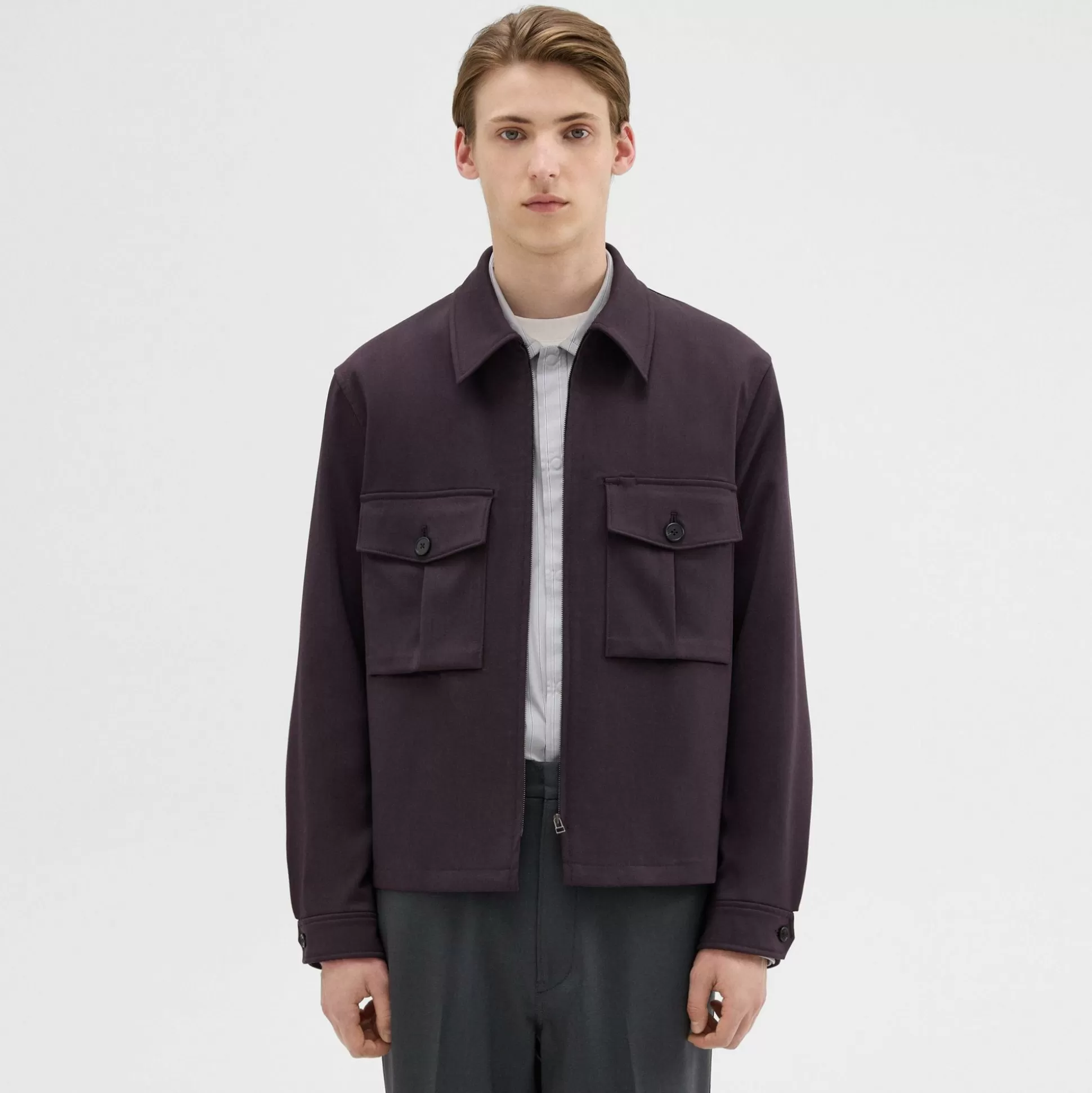 Theory Wool Gabardine Shirt Jacket-Men Outerwear