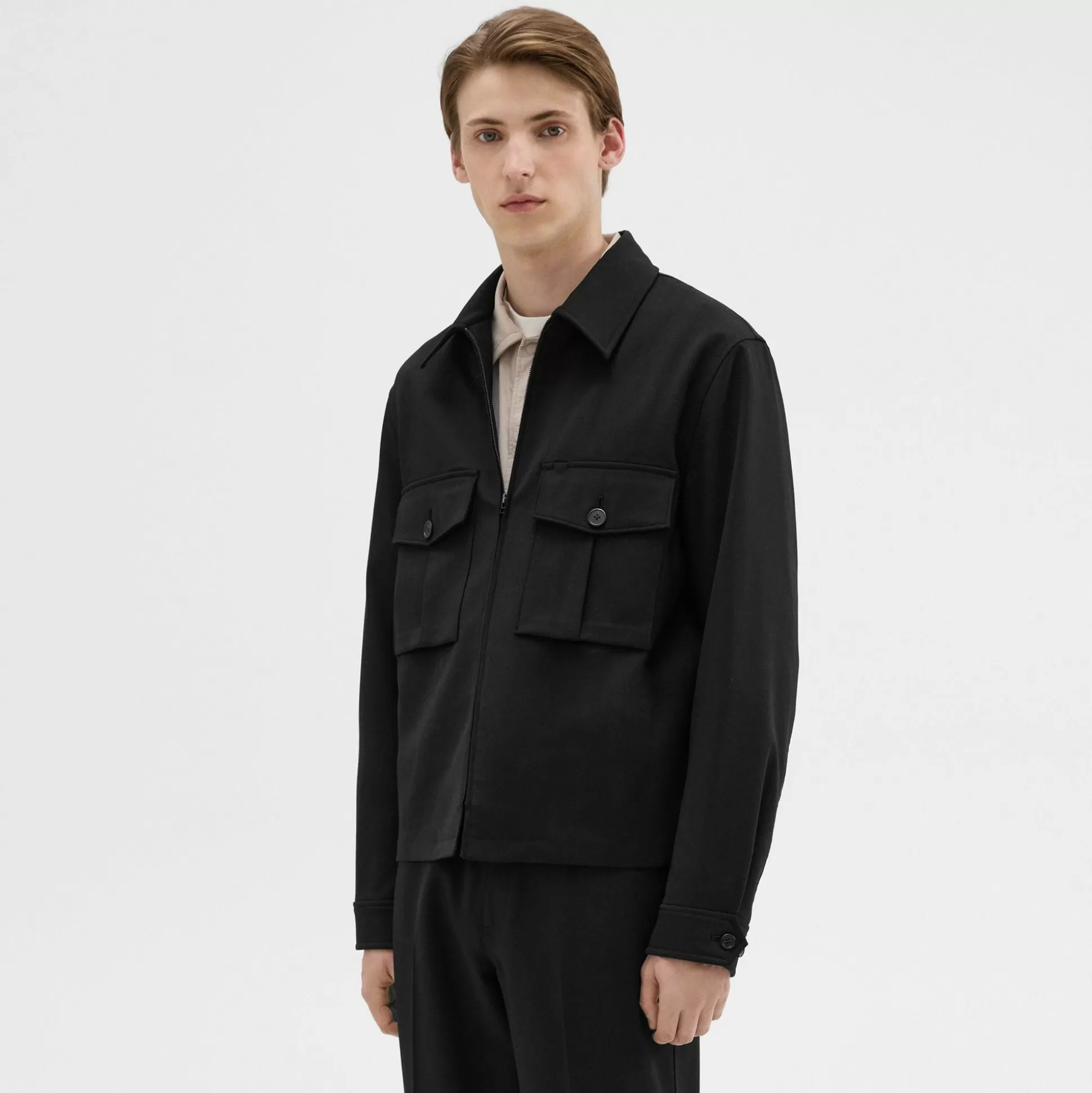 Theory Wool Gabardine Shirt Jacket-Men Outerwear