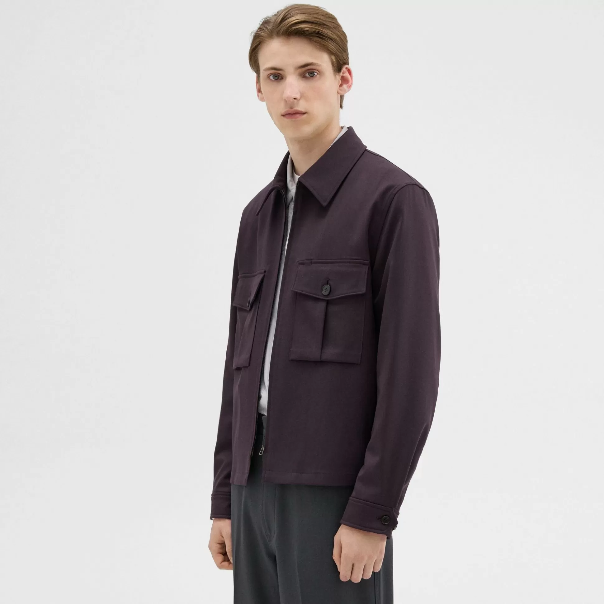 Theory Wool Gabardine Shirt Jacket-Men Outerwear