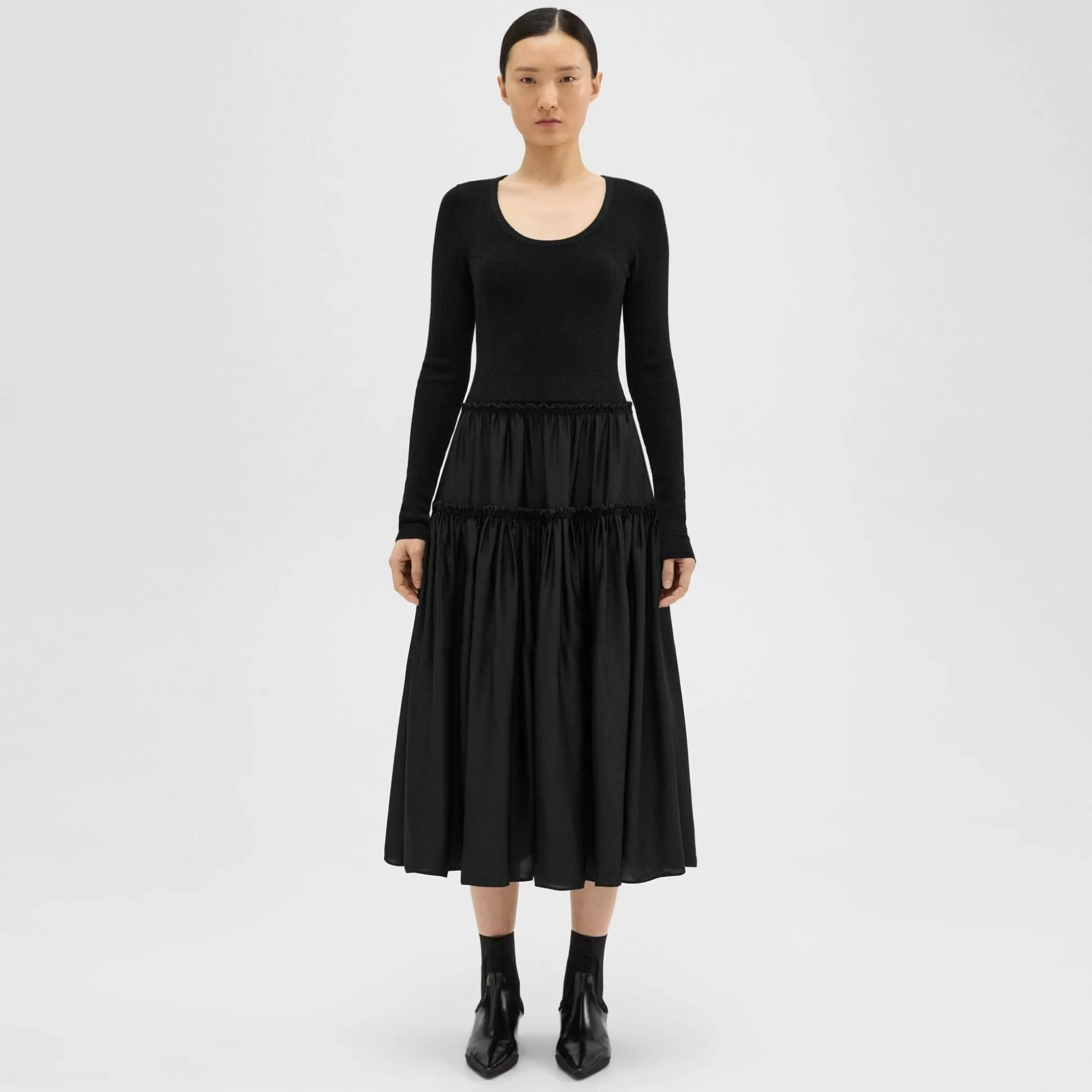 Theory Wool-Viscose Combo Dress-Women Dresses