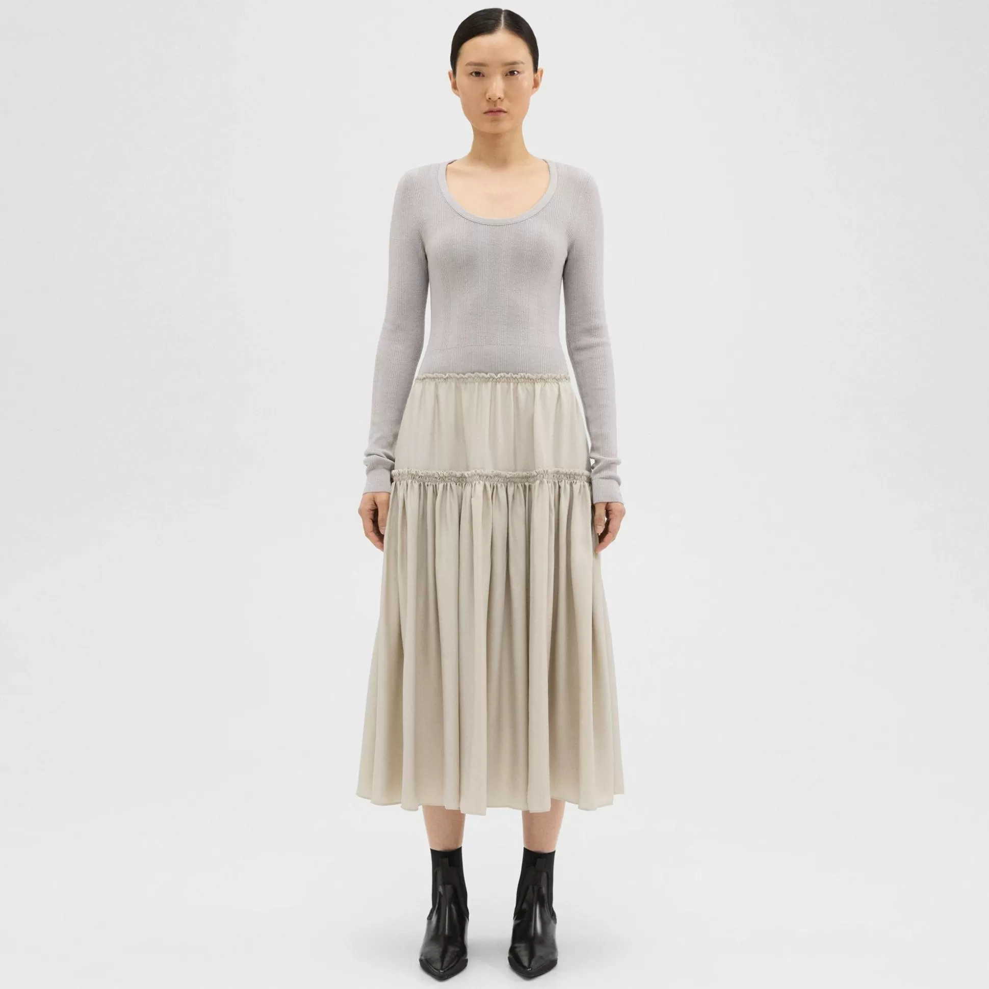 Theory Wool-Viscose Combo Dress-Women Dresses