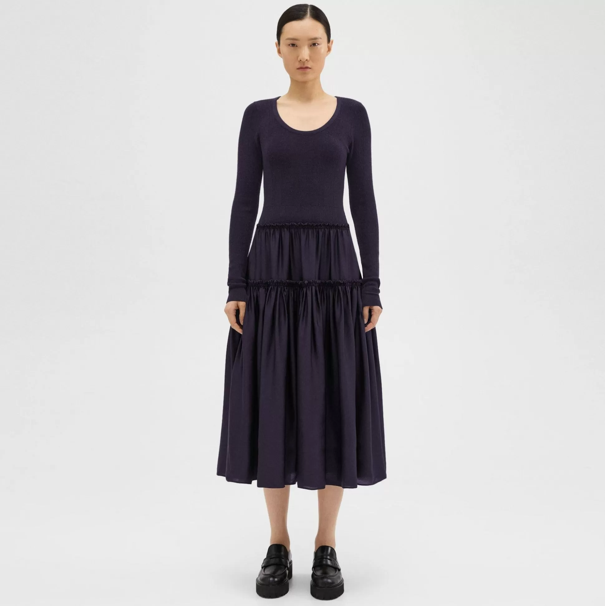 Theory Wool-Viscose Combo Dress-Women Dresses