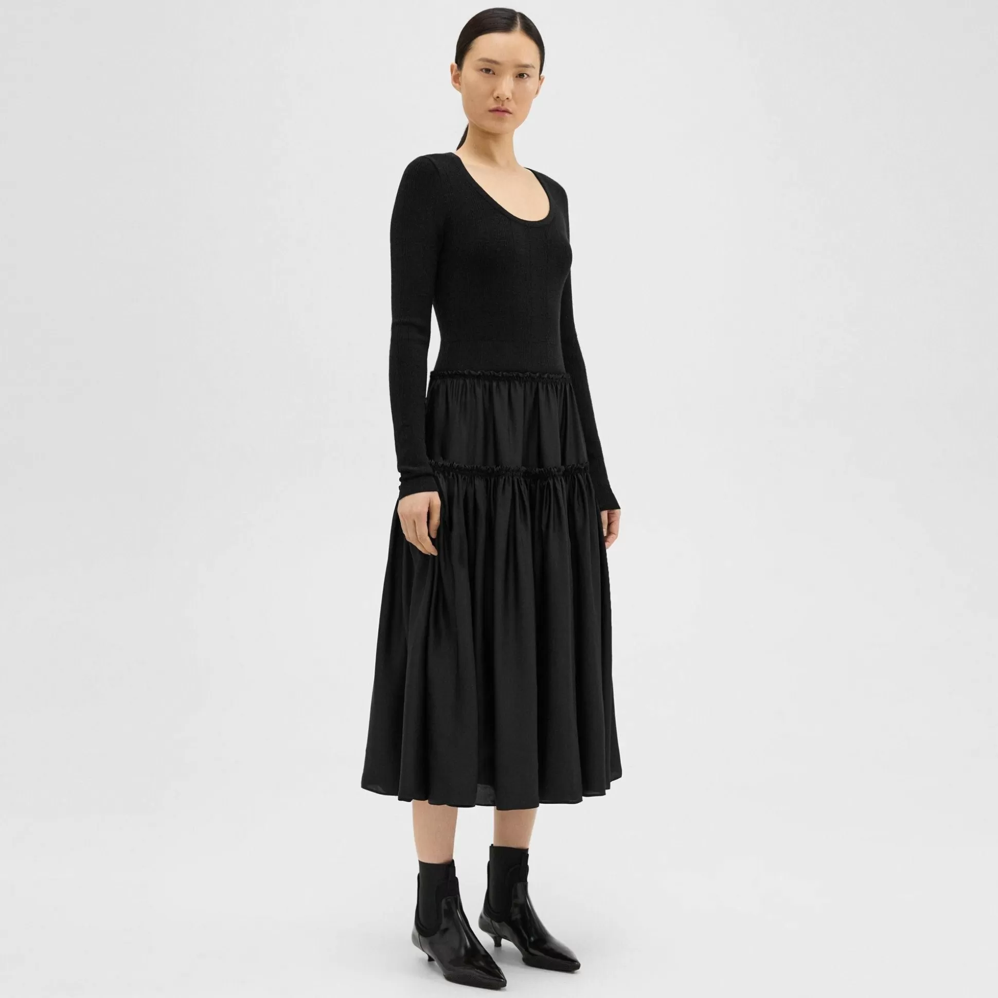 Theory Wool-Viscose Combo Dress-Women Dresses