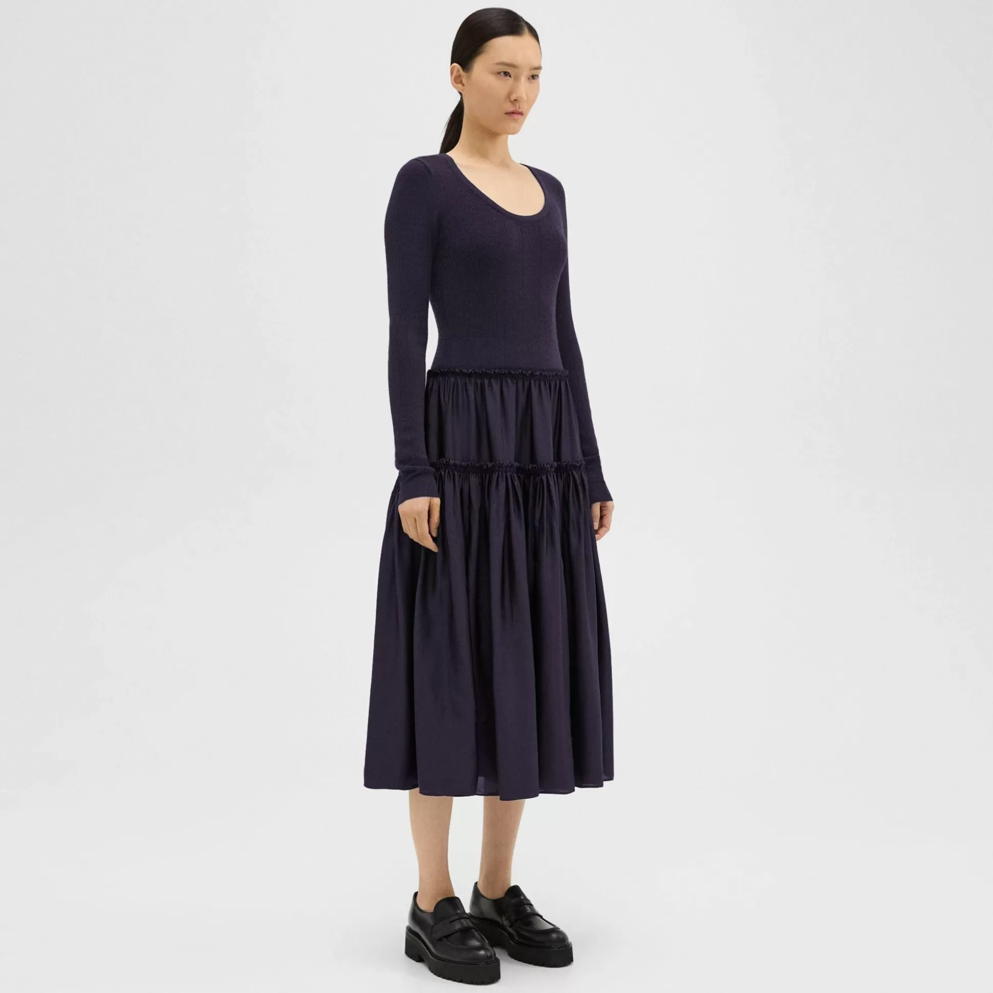 Theory Wool-Viscose Combo Dress-Women Dresses