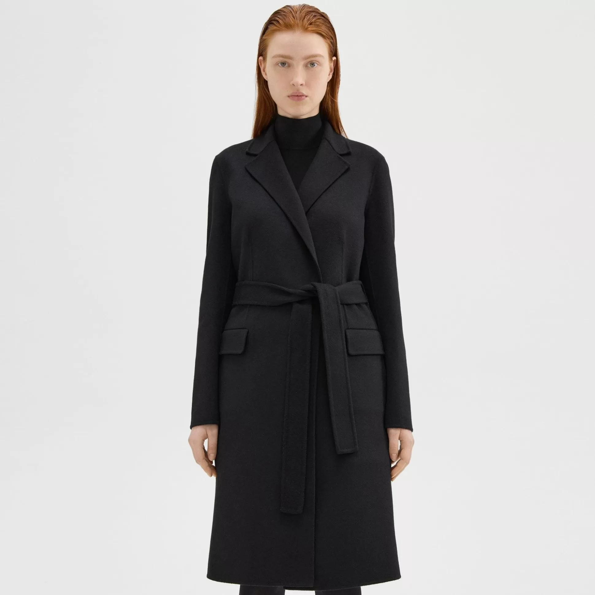 Theory Wrap Coat In Double-Face Wool-Cashmere-Women Outerwear