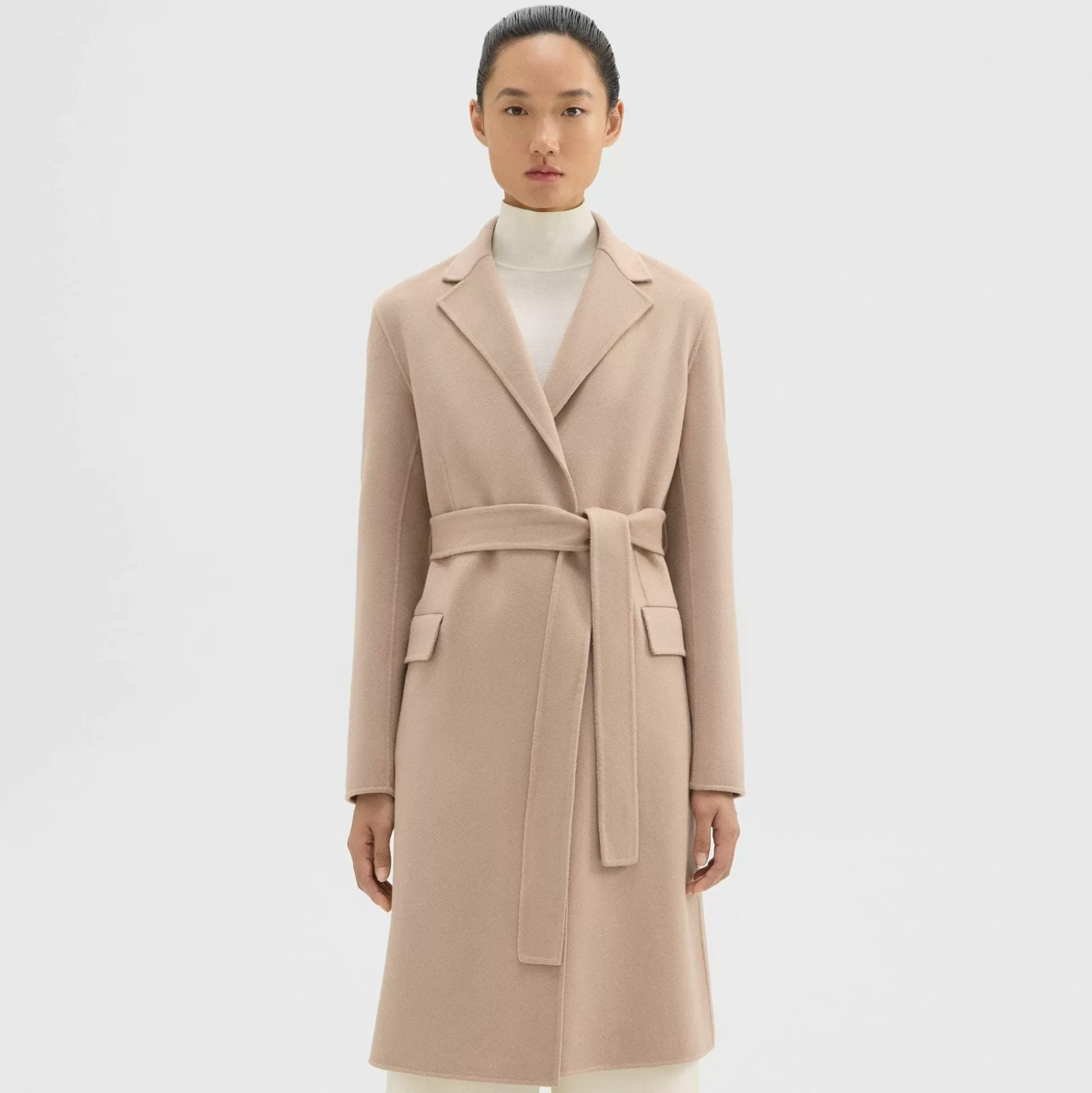 Theory Wrap Coat In Double-Face Wool-Cashmere-Women Outerwear